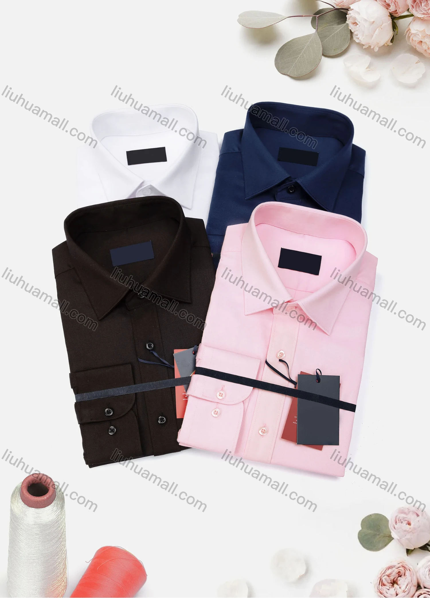 Wholesale Men's Casual Plain Long Sleeve Collared Button Down Shirt 8919-4# - Liuhuamall