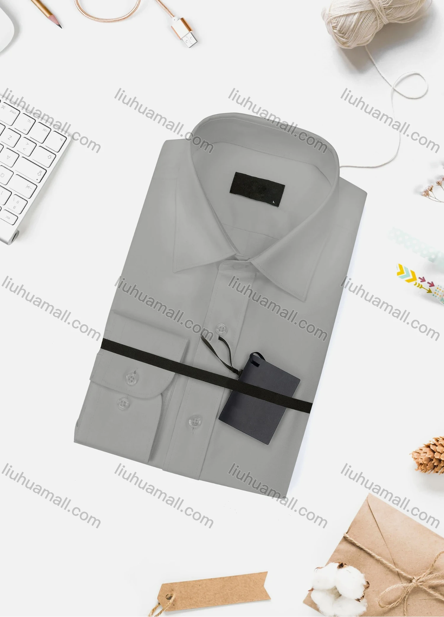 Wholesale Men's Casual Plain Long Sleeve Collared Button Down Shirt 15003-1# - Liuhuamall