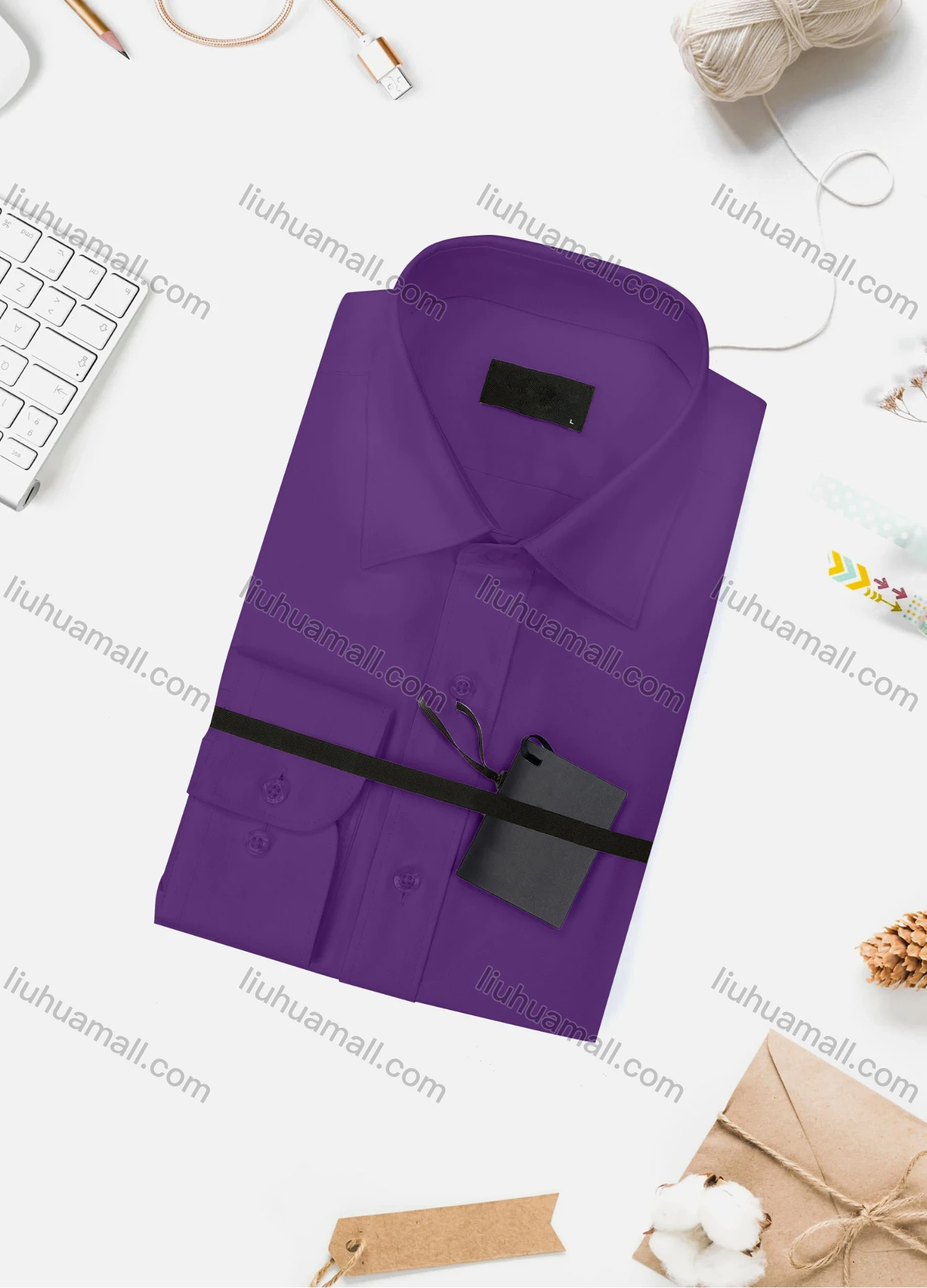Wholesale Men's Casual Plain Long Sleeve Collared Button Down Shirt 15003-1# - Liuhuamall