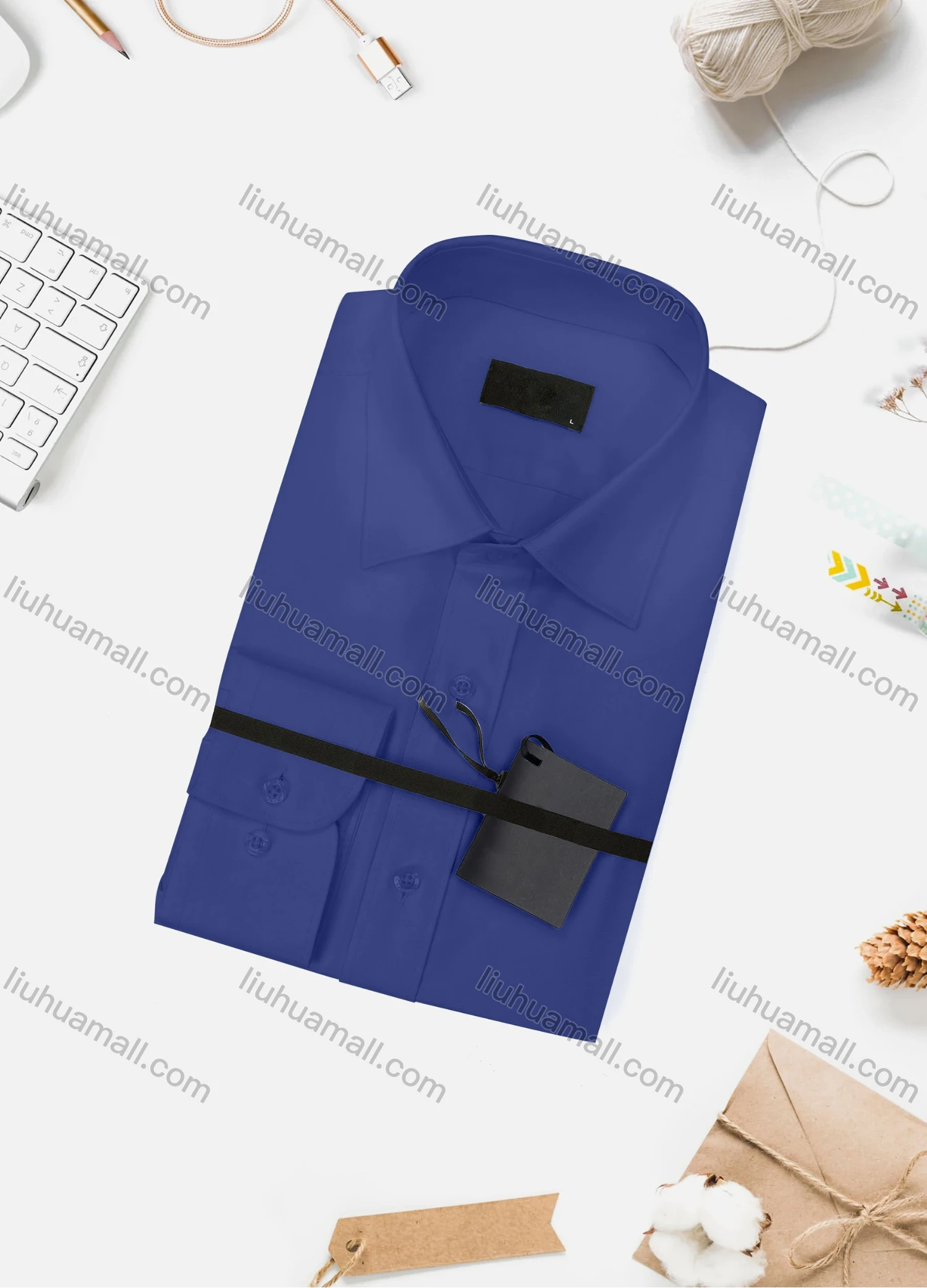 Wholesale Men's Casual Plain Long Sleeve Collared Button Down Shirt 15003-1# - Liuhuamall