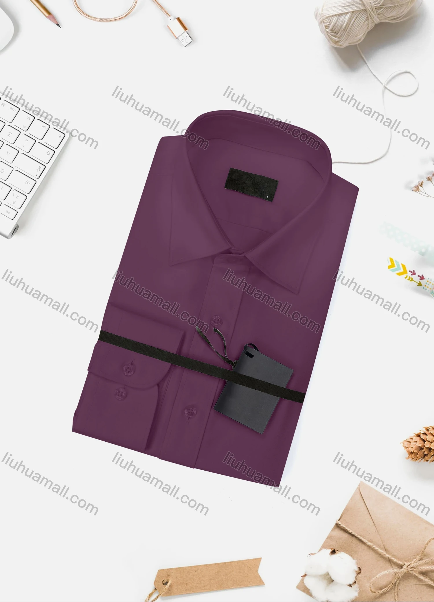 Wholesale Men's Casual Plain Long Sleeve Collared Button Down Shirt 15003-1# - Liuhuamall