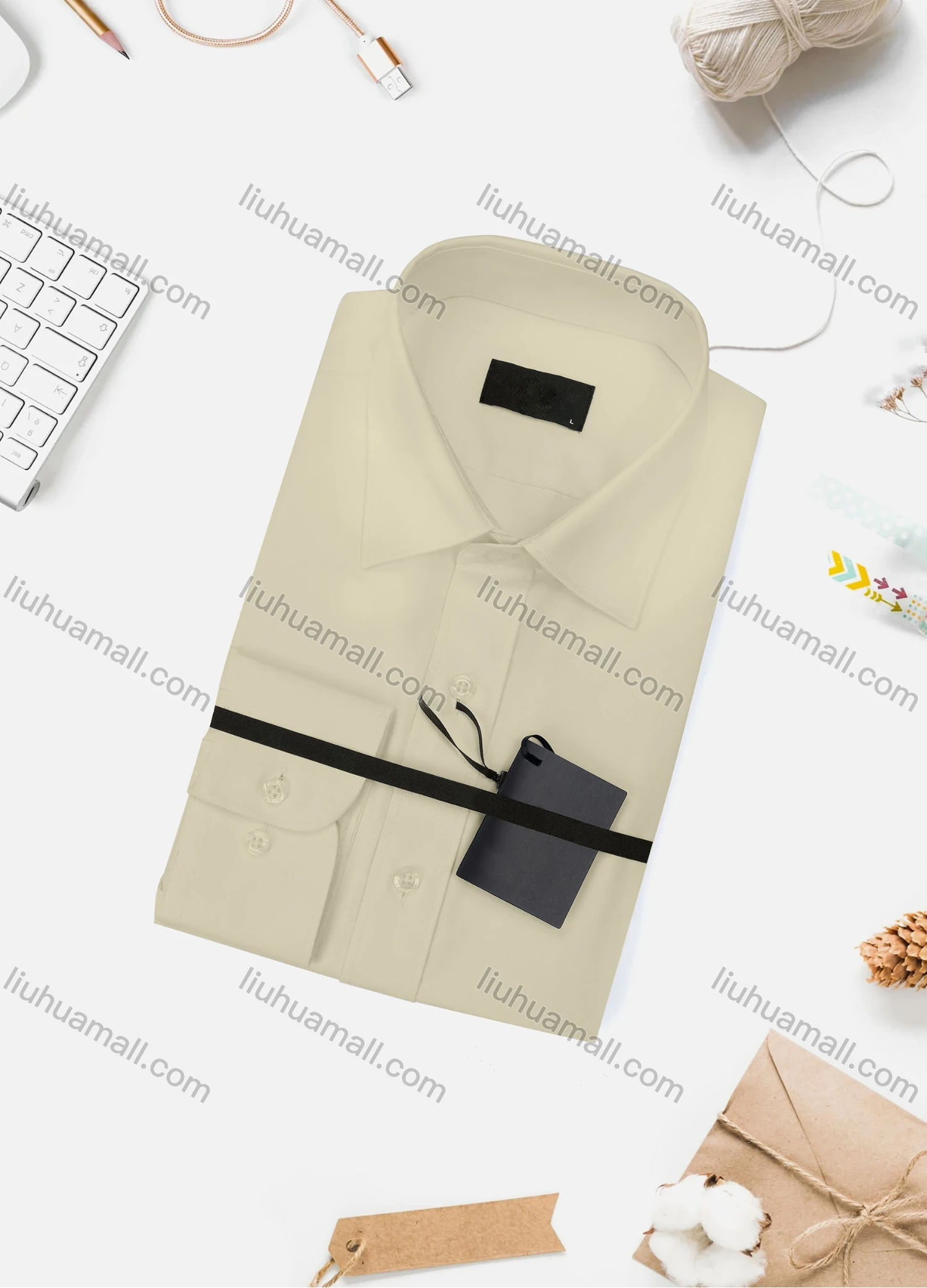 Wholesale Men's Casual Plain Long Sleeve Collared Button Down Shirt 15003-1# - Liuhuamall