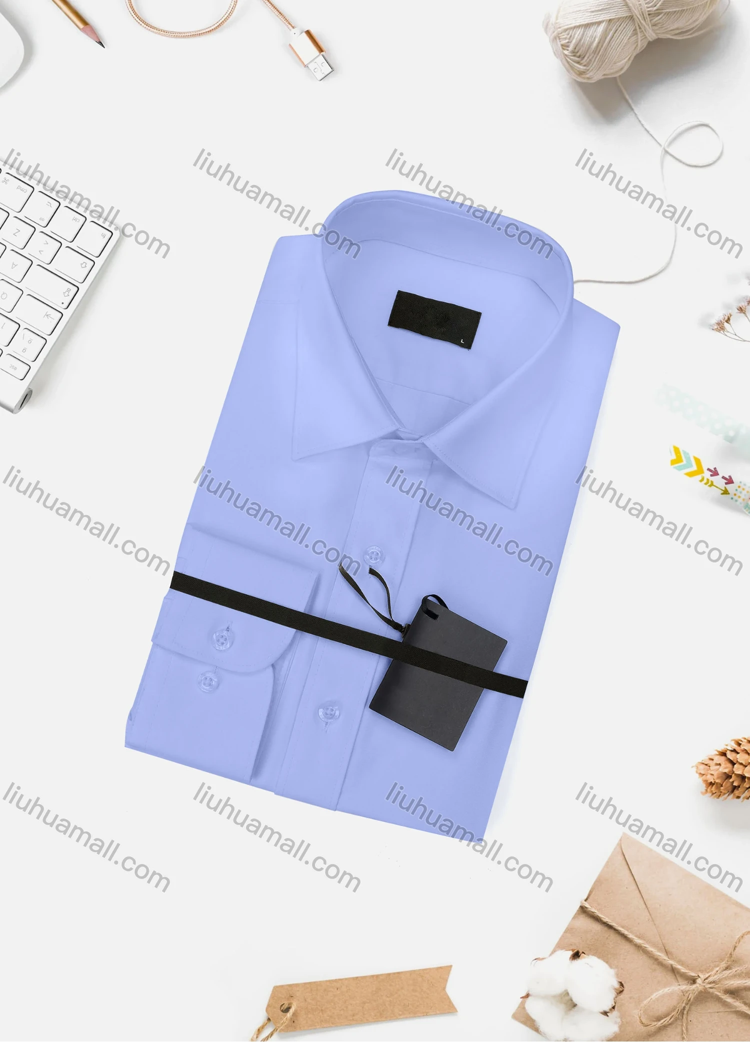 Wholesale Men's Casual Plain Long Sleeve Collared Button Down Shirt 15003-1# - Liuhuamall