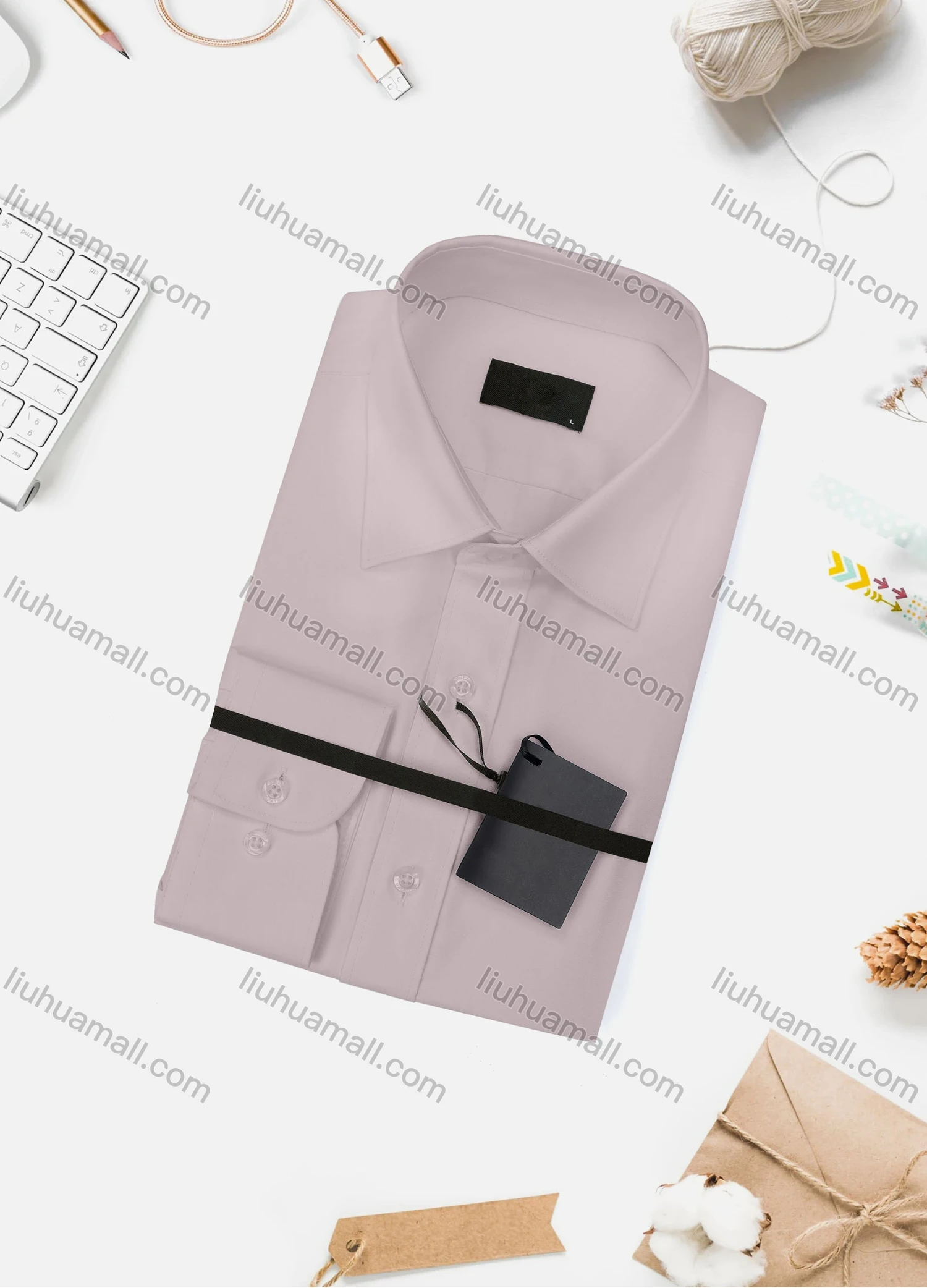 Wholesale Men's Casual Plain Long Sleeve Collared Button Down Shirt 15003-1# - Liuhuamall