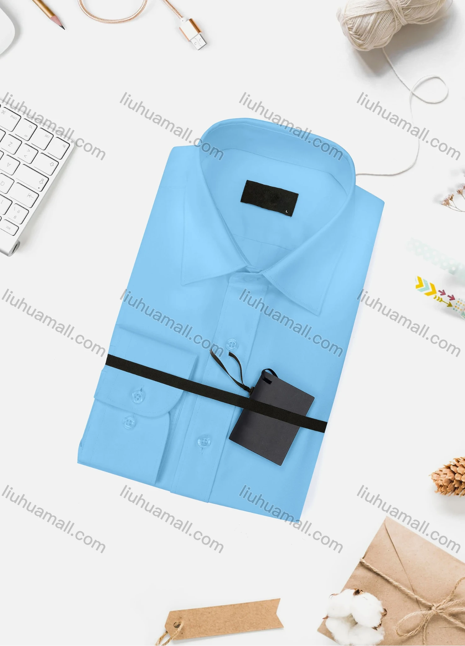 Wholesale Men's Casual Plain Long Sleeve Collared Button Down Shirt 15003-1# - Liuhuamall