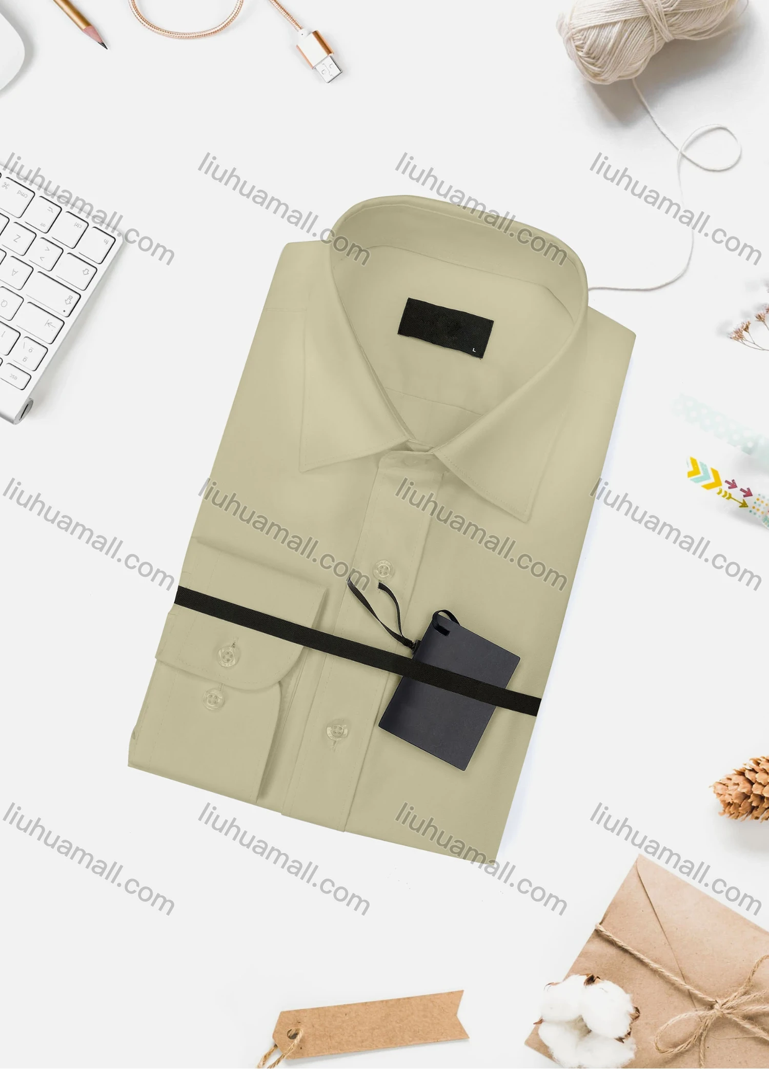 Wholesale Men's Casual Plain Long Sleeve Collared Button Down Shirt 15003-1# - Liuhuamall