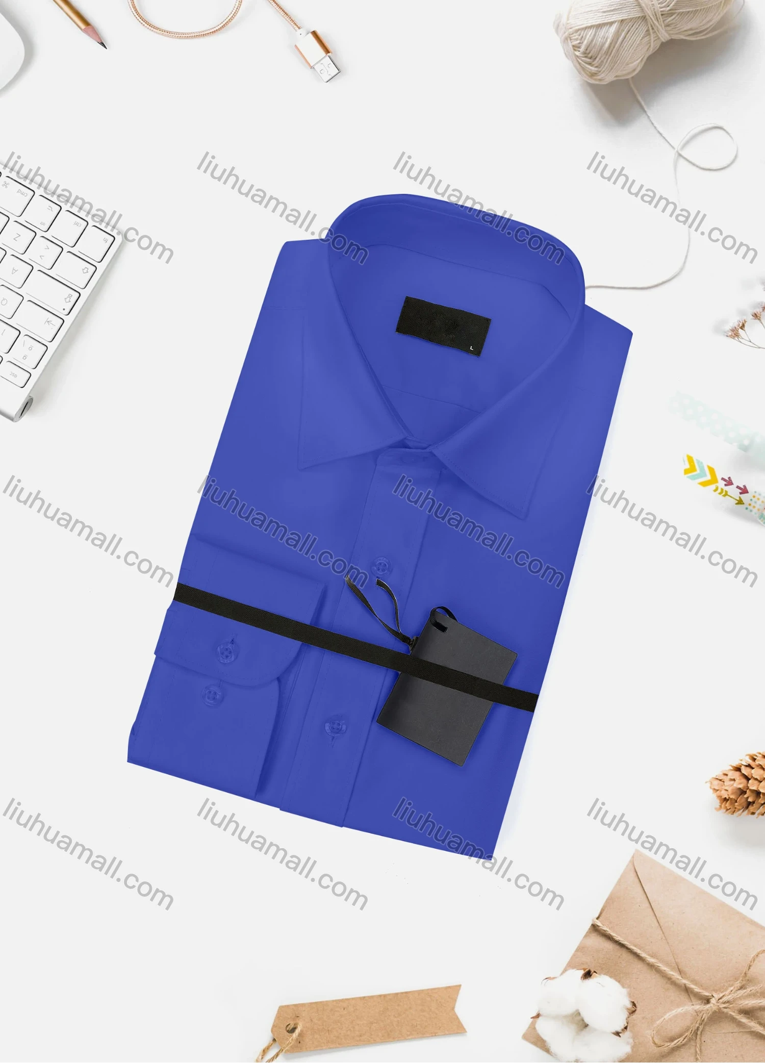 Wholesale Men's Casual Plain Long Sleeve Collared Button Down Shirt 15003-1# - Liuhuamall