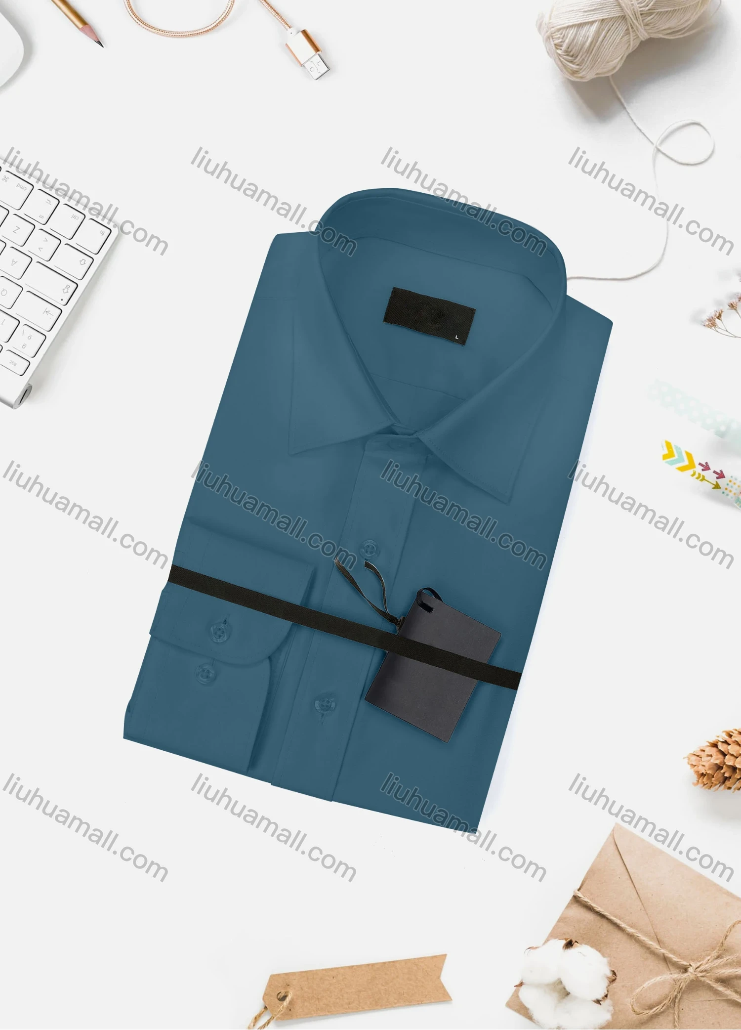 Wholesale Men's Casual Plain Long Sleeve Collared Button Down Shirt 15003-1# - Liuhuamall
