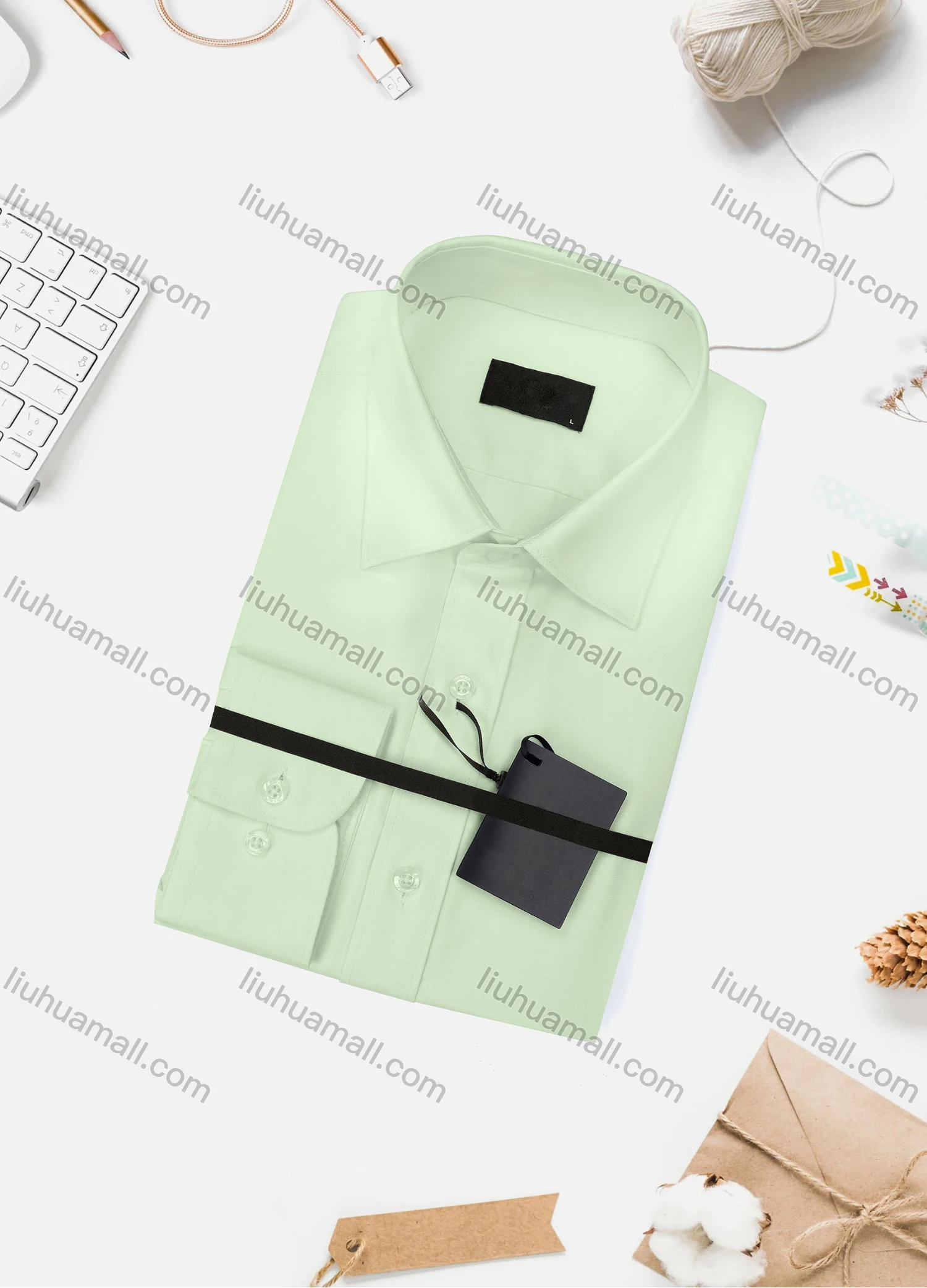 Wholesale Men's Casual Plain Long Sleeve Collared Button Down Shirt 15003-1# - Liuhuamall