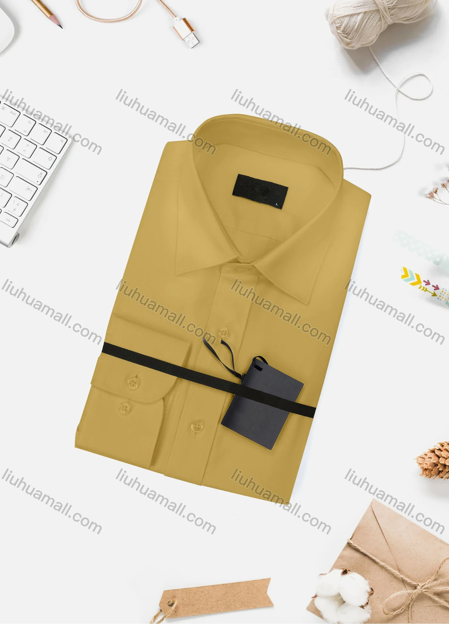 Wholesale Men's Casual Plain Long Sleeve Collared Button Down Shirt 15003-1# - Liuhuamall
