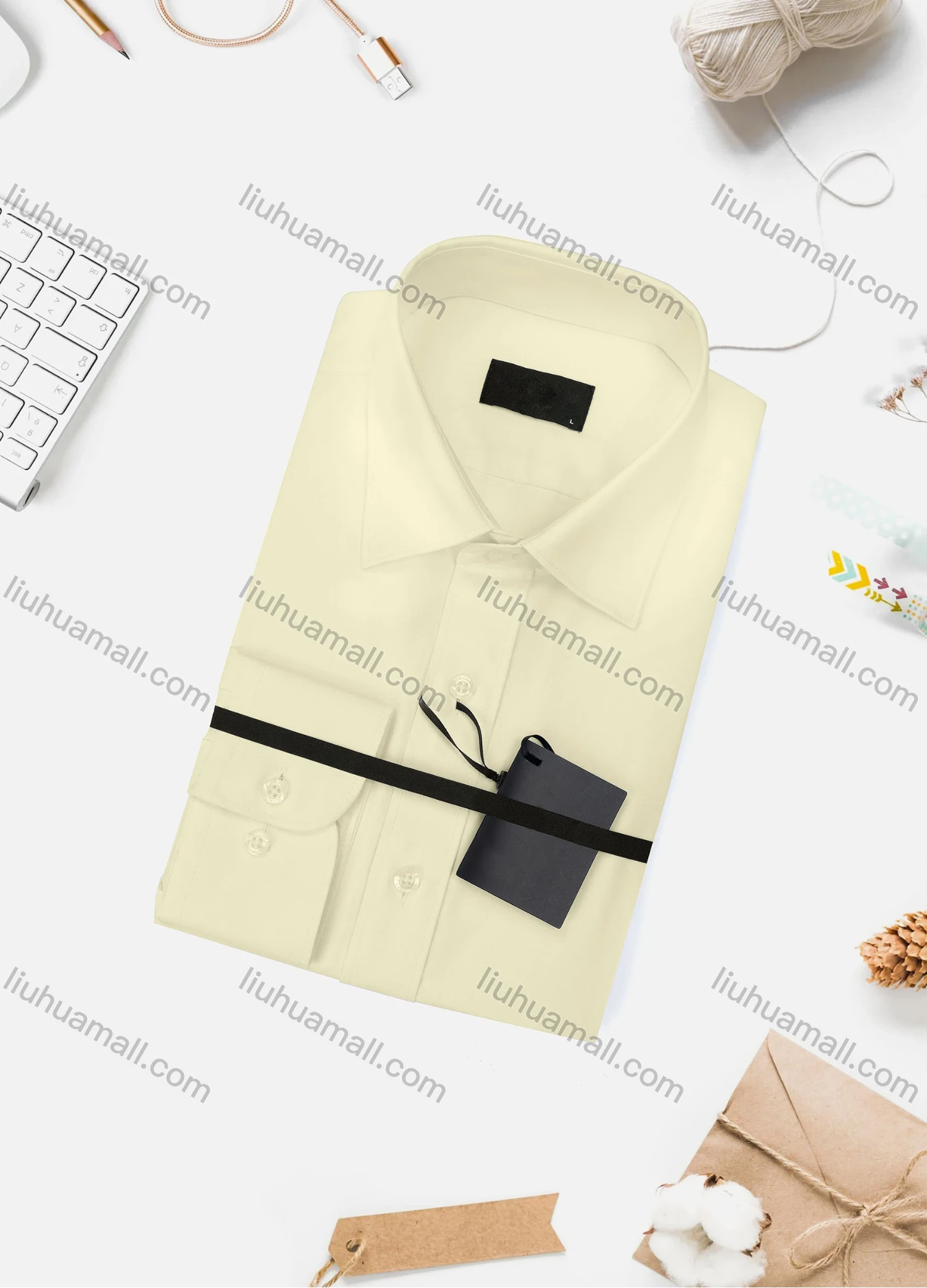 Wholesale Men's Casual Plain Long Sleeve Collared Button Down Shirt 15003-1# - Liuhuamall