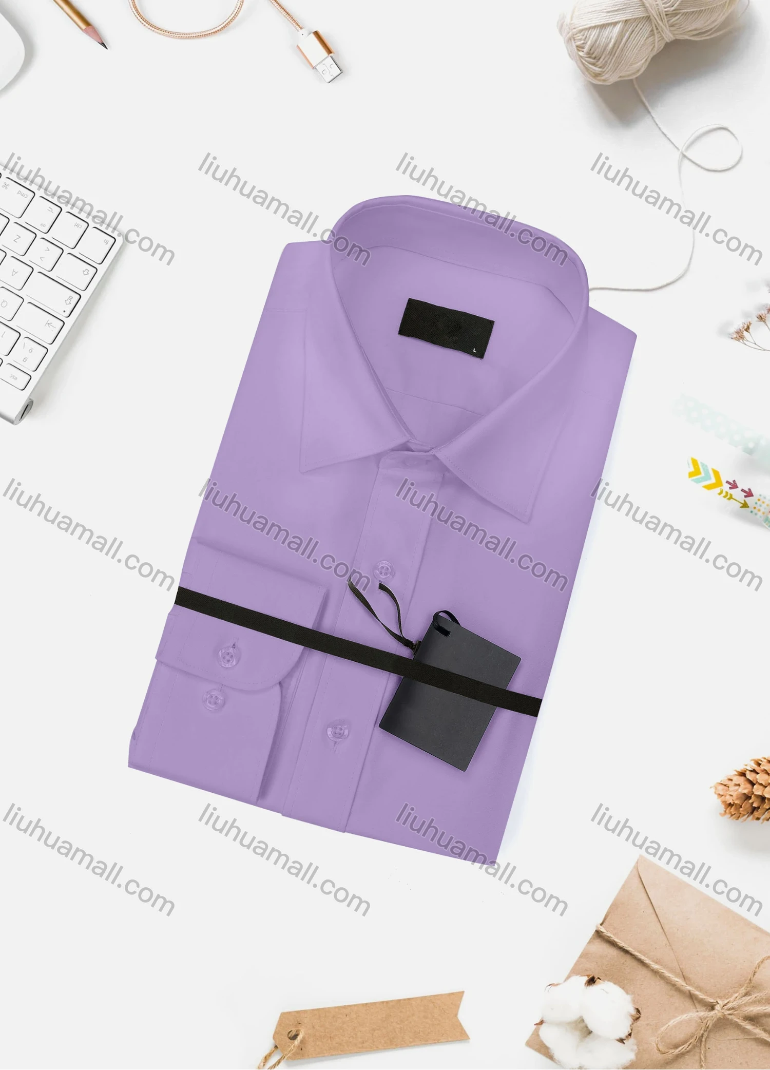 Wholesale Men's Casual Plain Long Sleeve Collared Button Down Shirt 15003-1# - Liuhuamall