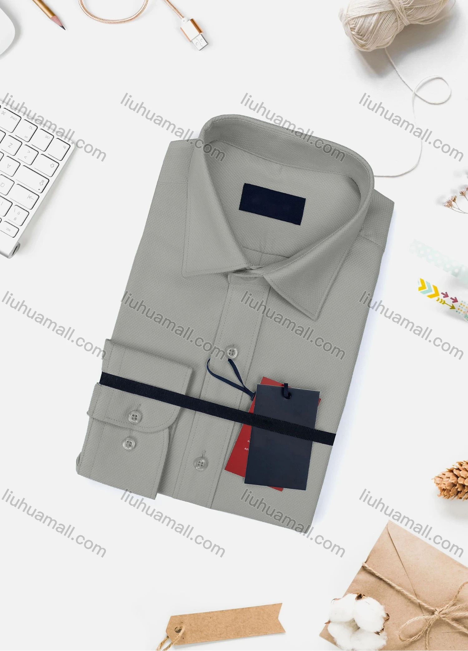 Wholesale Men's Casual Plain Long Sleeve Collared Button Down Shirt WX02-2# - Liuhuamall