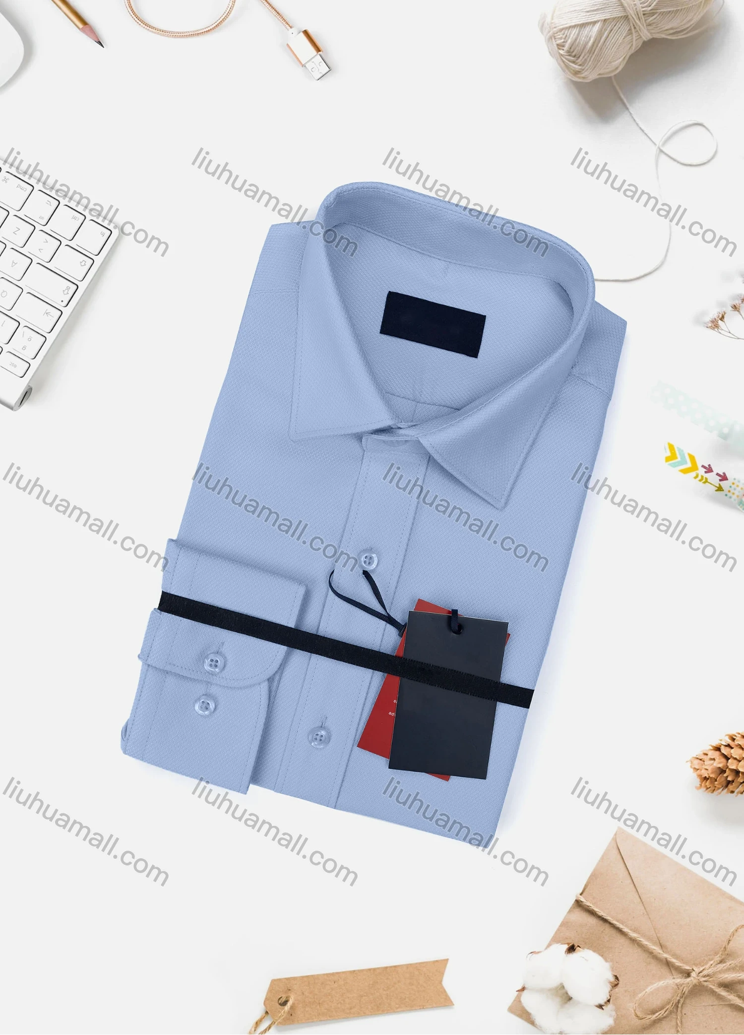 Wholesale Men's Casual Plain Long Sleeve Collared Button Down Shirt WX02-2# - Liuhuamall