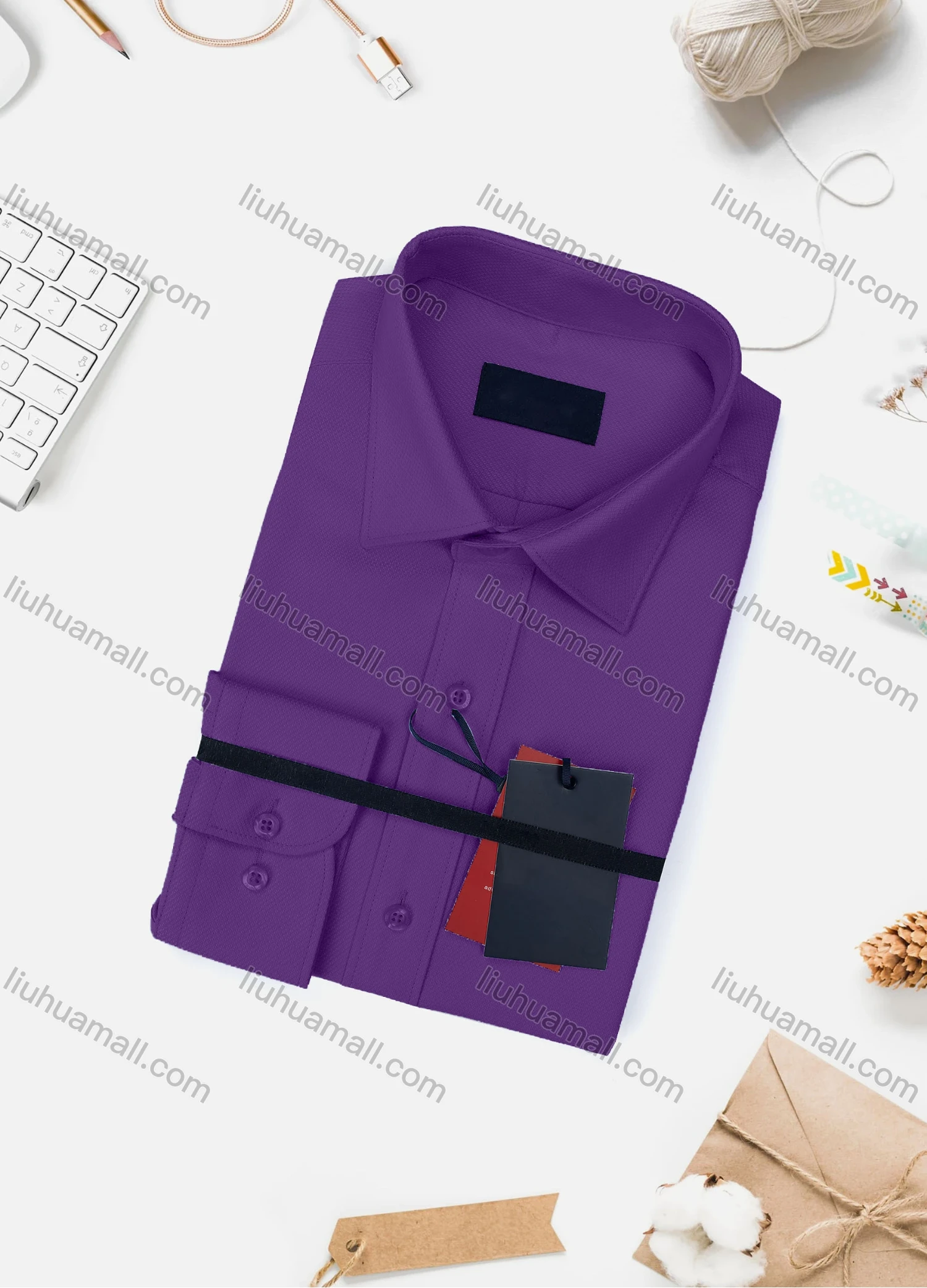 Wholesale Men's Casual Plain Long Sleeve Collared Button Down Shirt WX02-2# - Liuhuamall