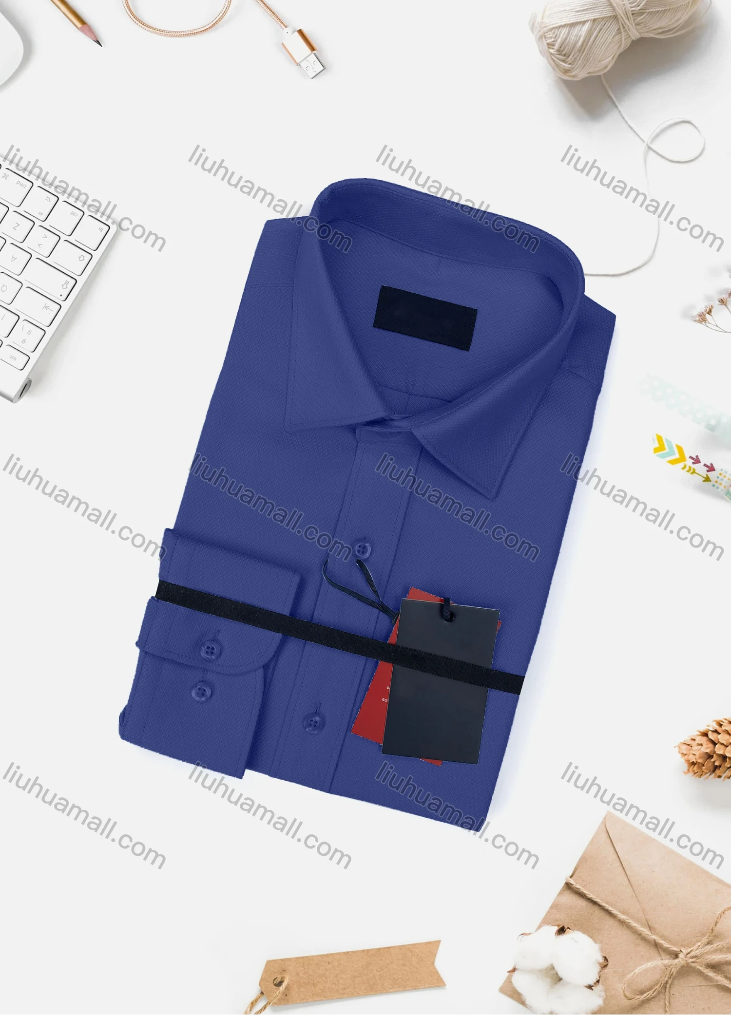Wholesale Men's Casual Plain Long Sleeve Collared Button Down Shirt WX02-2# - Liuhuamall