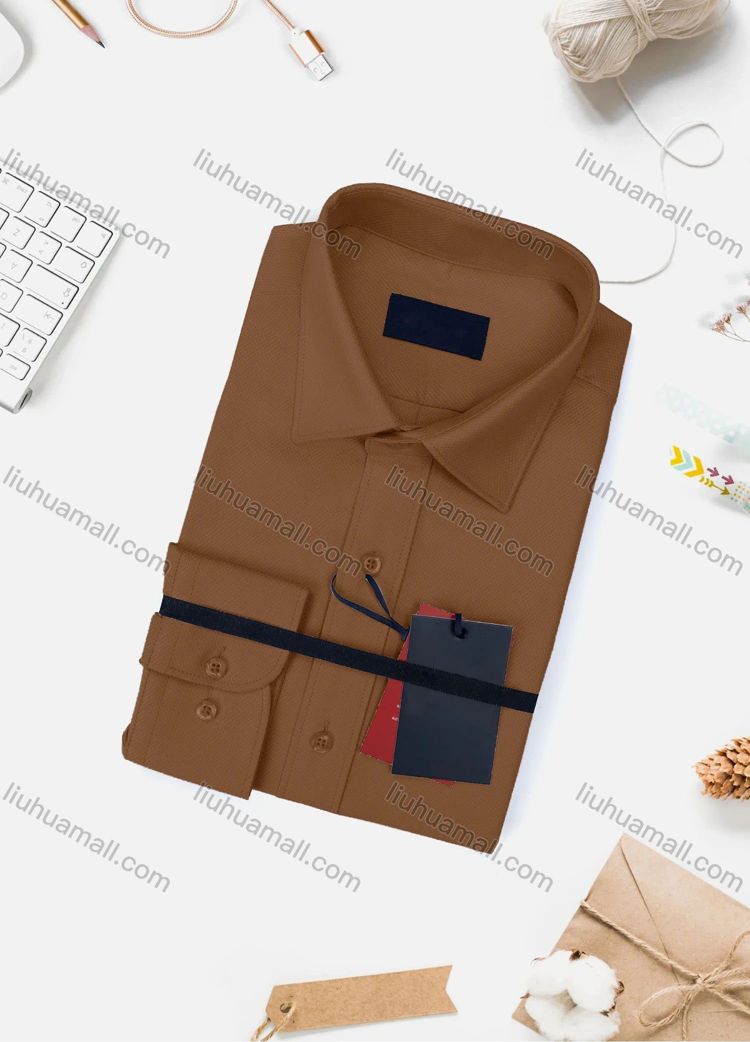 Wholesale Men's Casual Plain Long Sleeve Collared Button Down Shirt WX02-2# - Liuhuamall