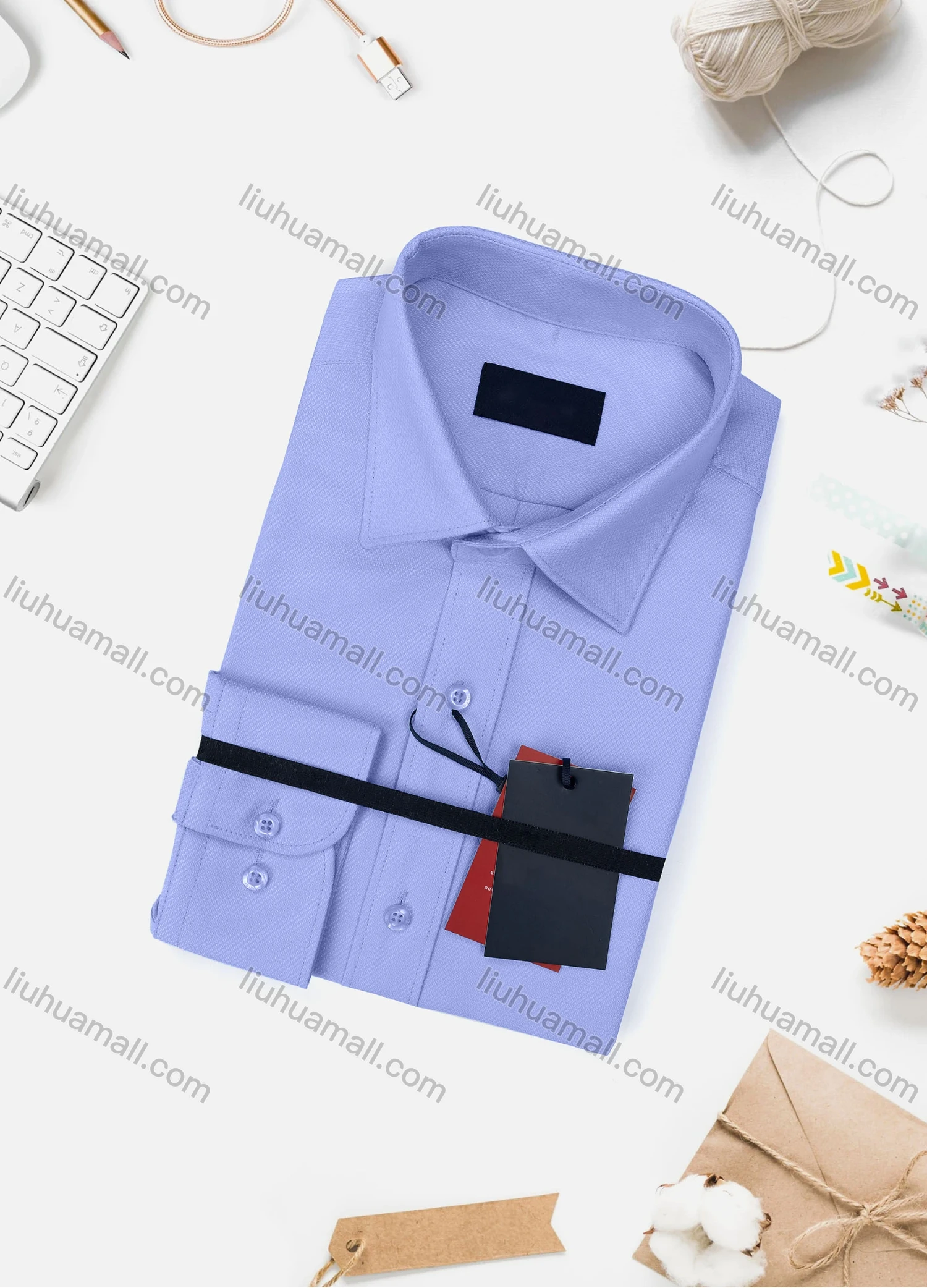 Wholesale Men's Casual Plain Long Sleeve Collared Button Down Shirt WX02-2# - Liuhuamall