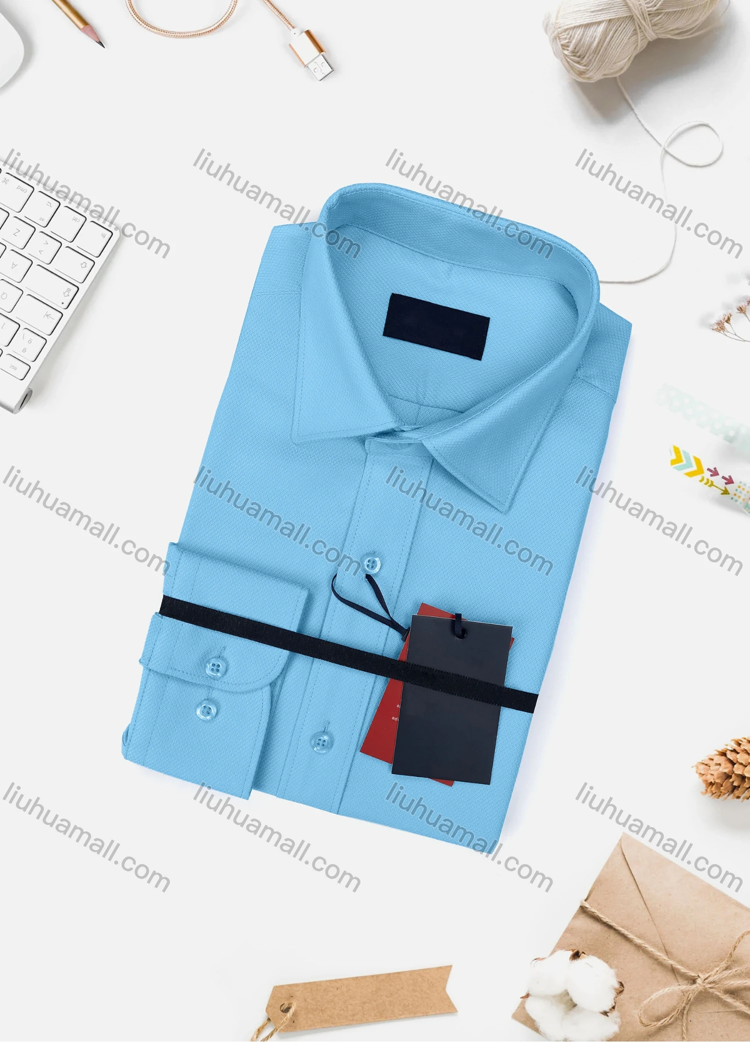Wholesale Men's Casual Plain Long Sleeve Collared Button Down Shirt WX02-2# - Liuhuamall