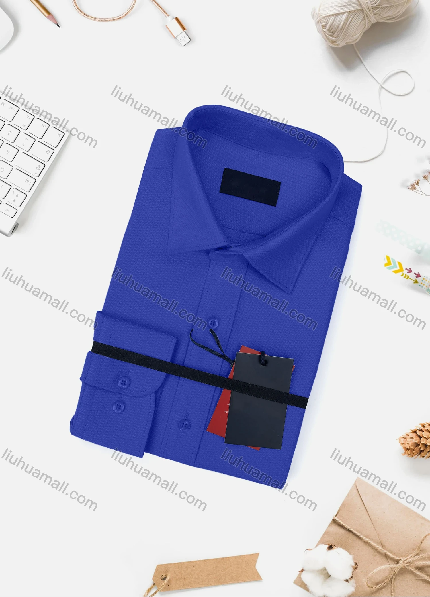 Wholesale Men's Casual Plain Long Sleeve Collared Button Down Shirt WX02-2# - Liuhuamall
