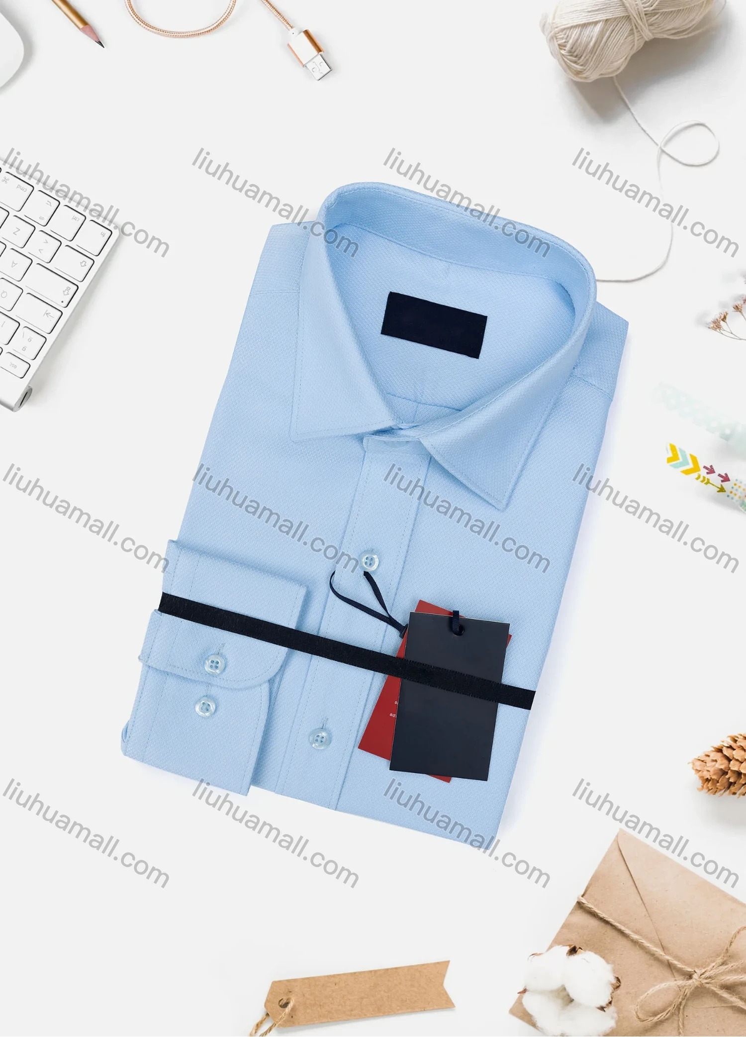 Wholesale Men's Casual Plain Long Sleeve Collared Button Down Shirt WX02-2# - Liuhuamall