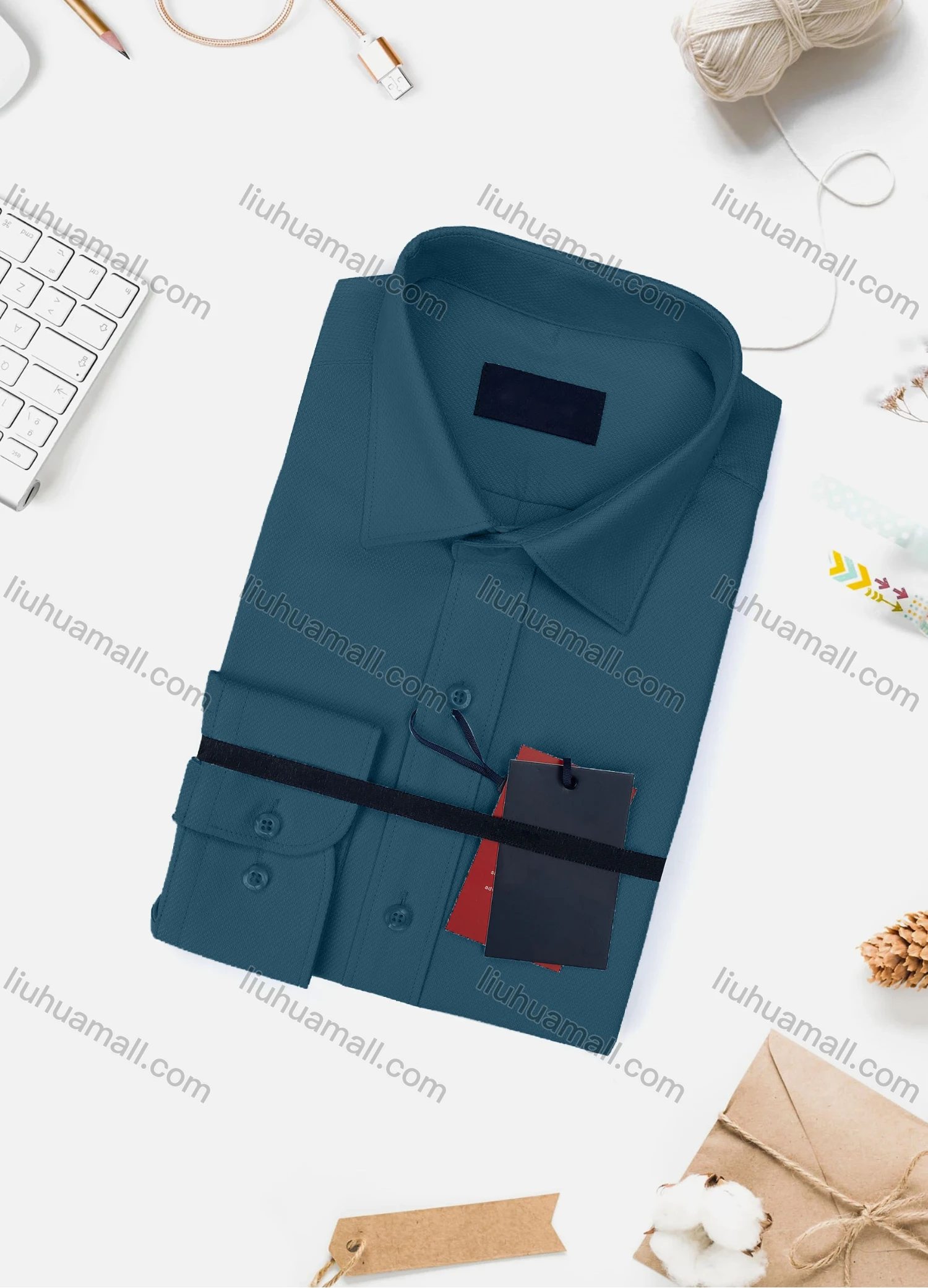Wholesale Men's Casual Plain Long Sleeve Collared Button Down Shirt WX02-2# - Liuhuamall