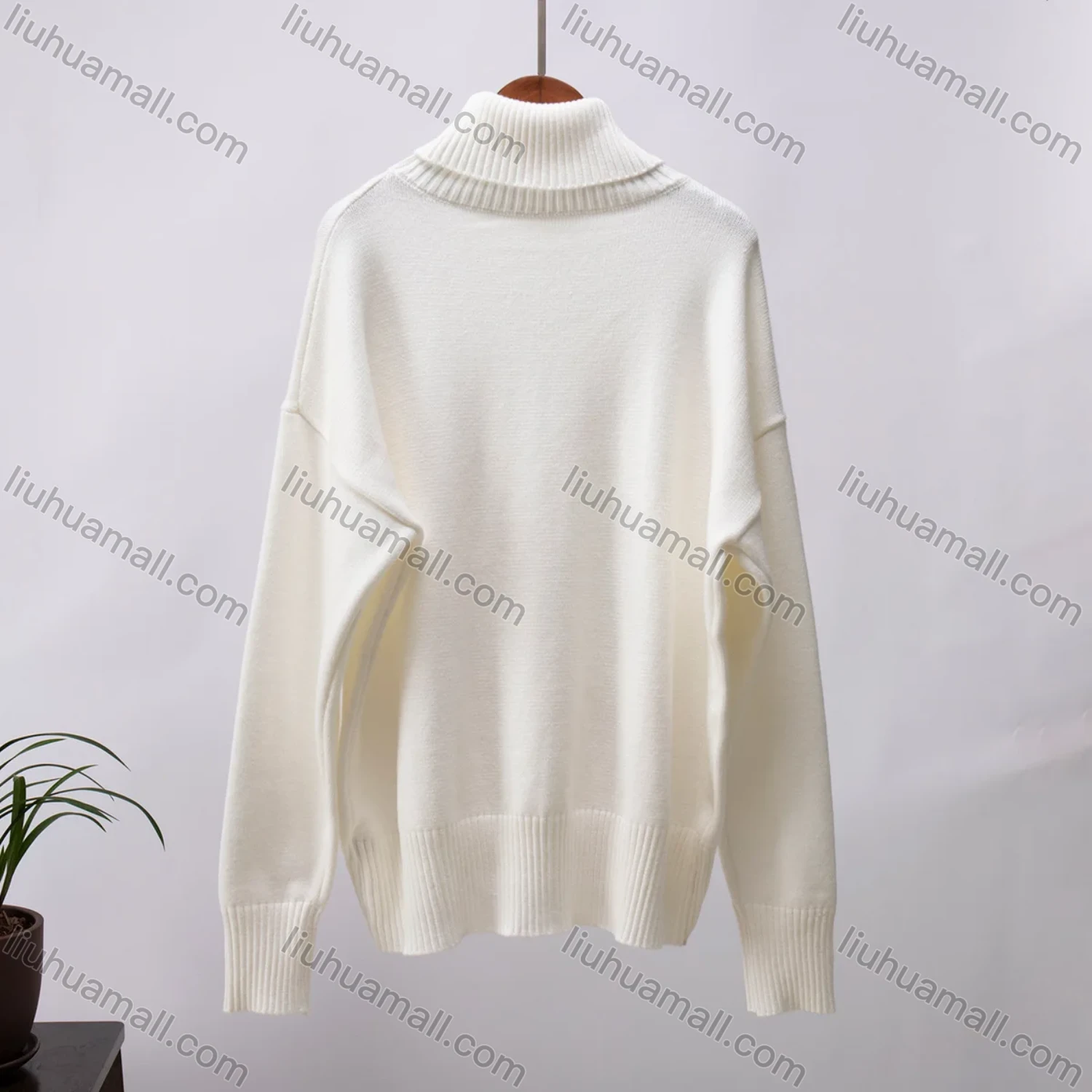 Wholesale Women's Casual High Neck Long Sleeve Plain Pullover Sweater - Liuhuamall