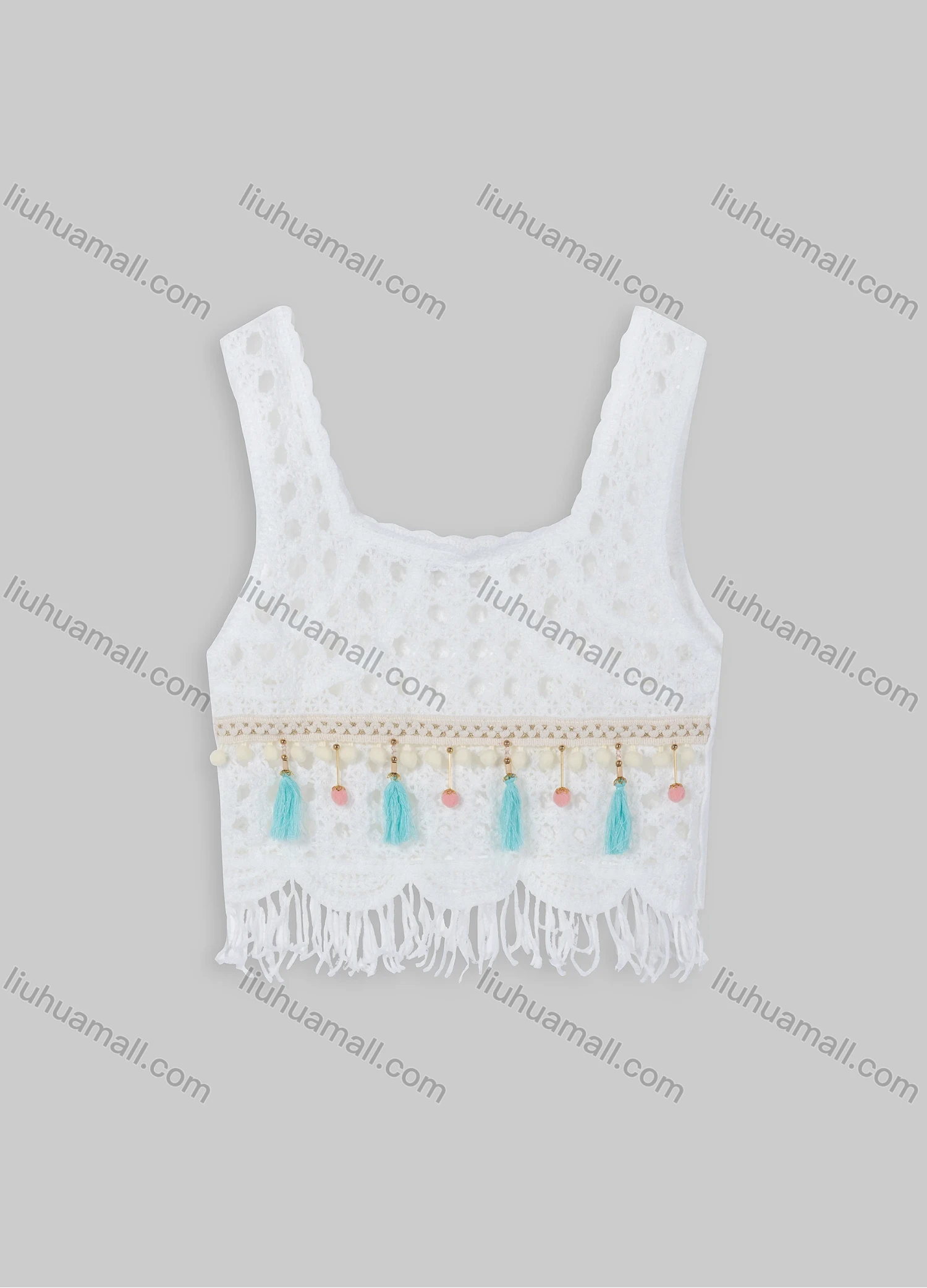 Wholesale Women's Casual Straps Plain Pendant Decoration Frayed Raw Hem Crop Tank Top 003# - Liuhuamall