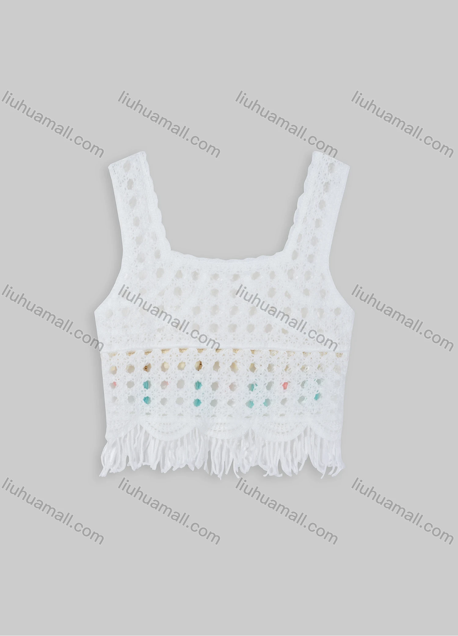 Wholesale Women's Casual Straps Plain Pendant Decoration Frayed Raw Hem Crop Tank Top 003# - Liuhuamall