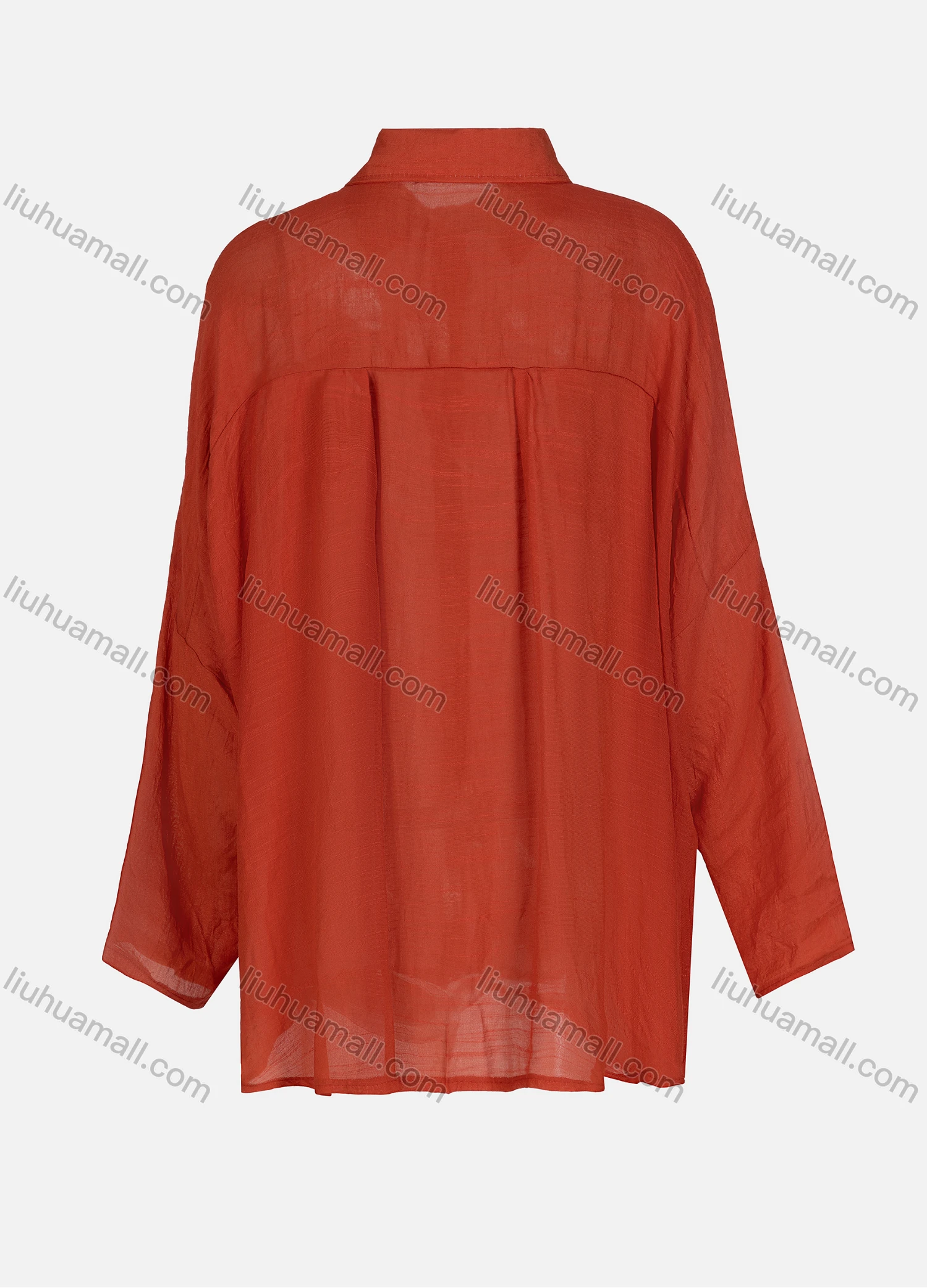 Wholesale Women's Casual Collared Plain Sleeve Roll Up Long Sleeve Dual Pockets Regular Shirt 005# - Liuhuamall