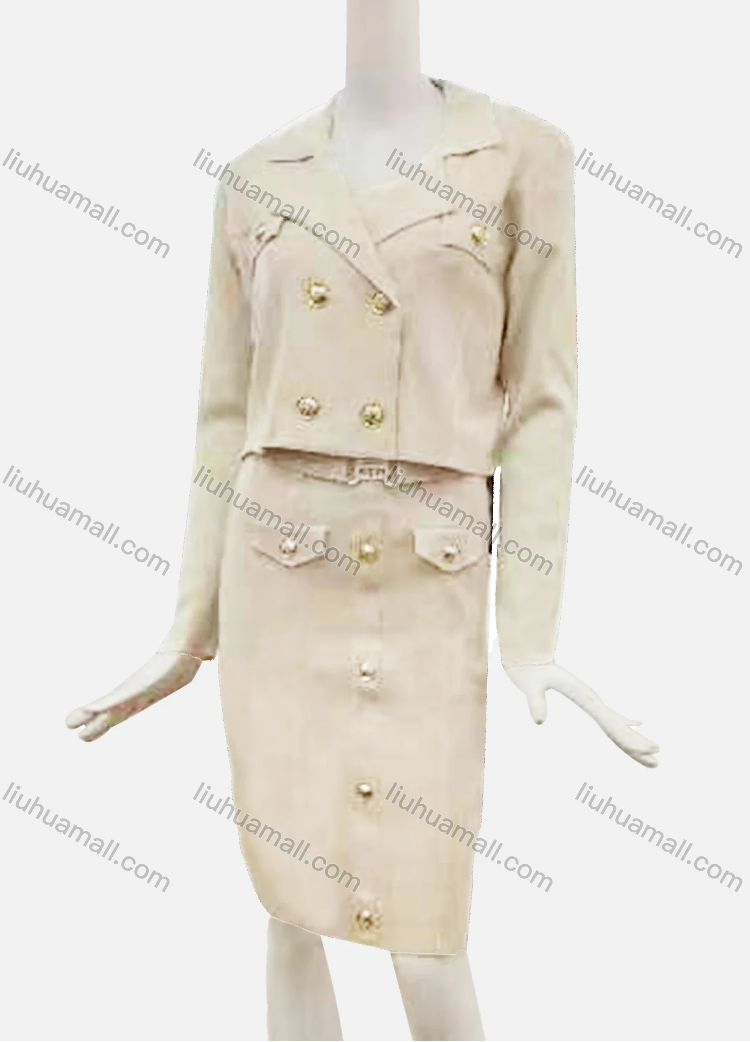 Wholesale Women's Elegant Crop Jacket Plain 2-Piece Set 106# - Liuhuamall