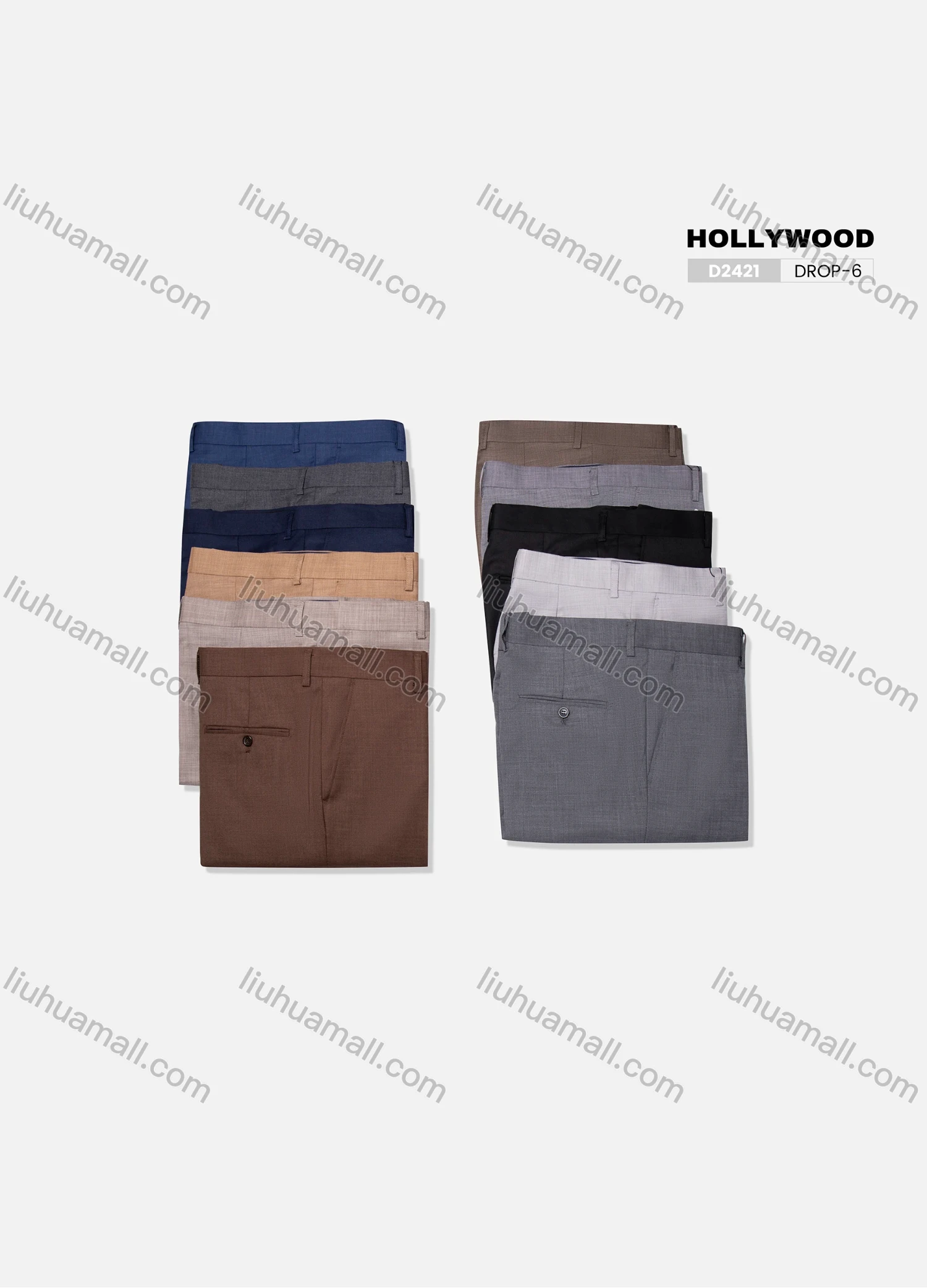 Wholesale Men's Formal Plain Patch Pocket Button Closure Ankle Length Slim Fit Suit Pants D2421# - Liuhuamall