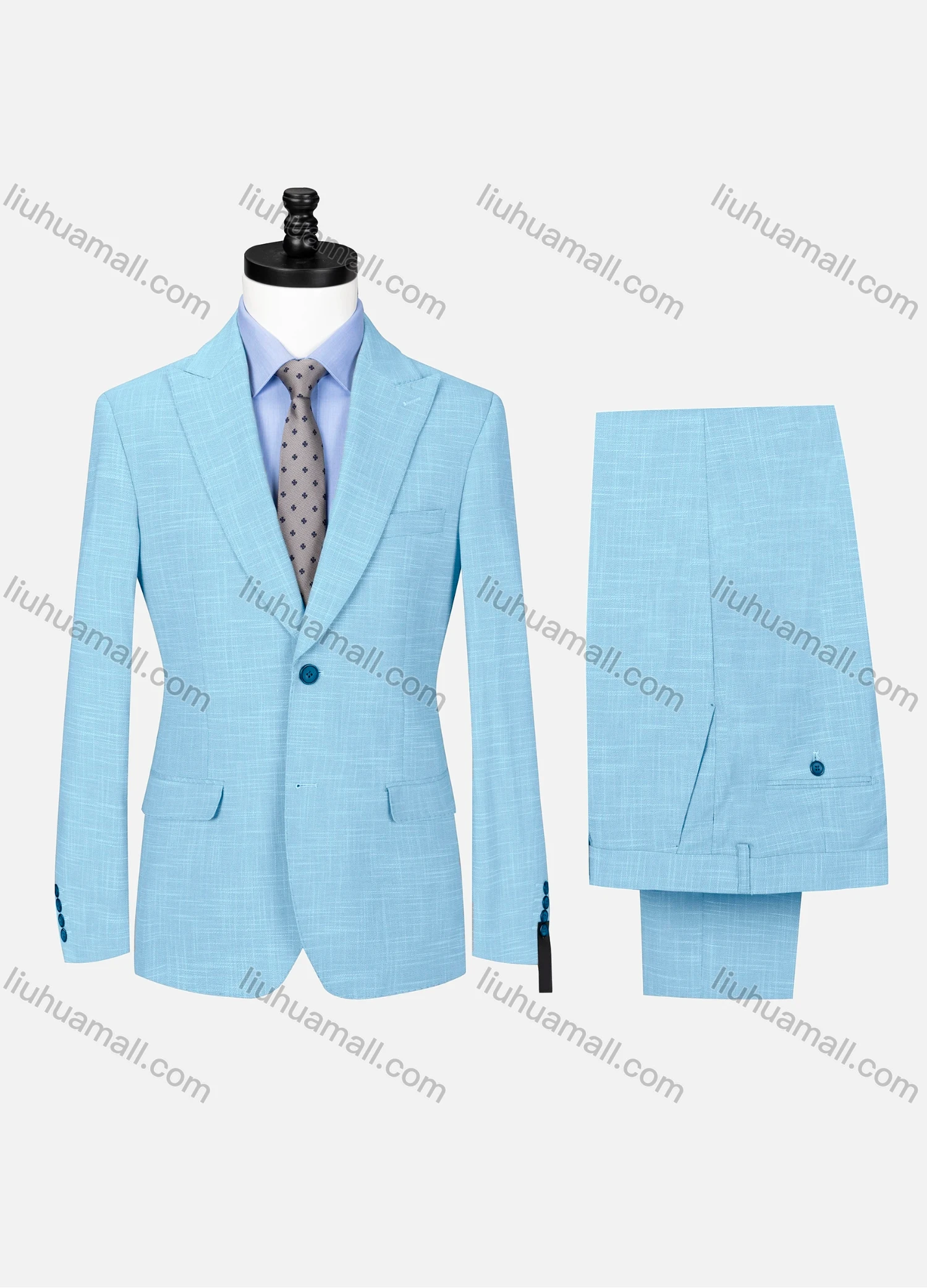 Wholesale Men's Formal Lapel Single Breasted Plain Flap Pockets Blazer Jacket & Pants 2 Piece Set 32257# - Liuhuamall