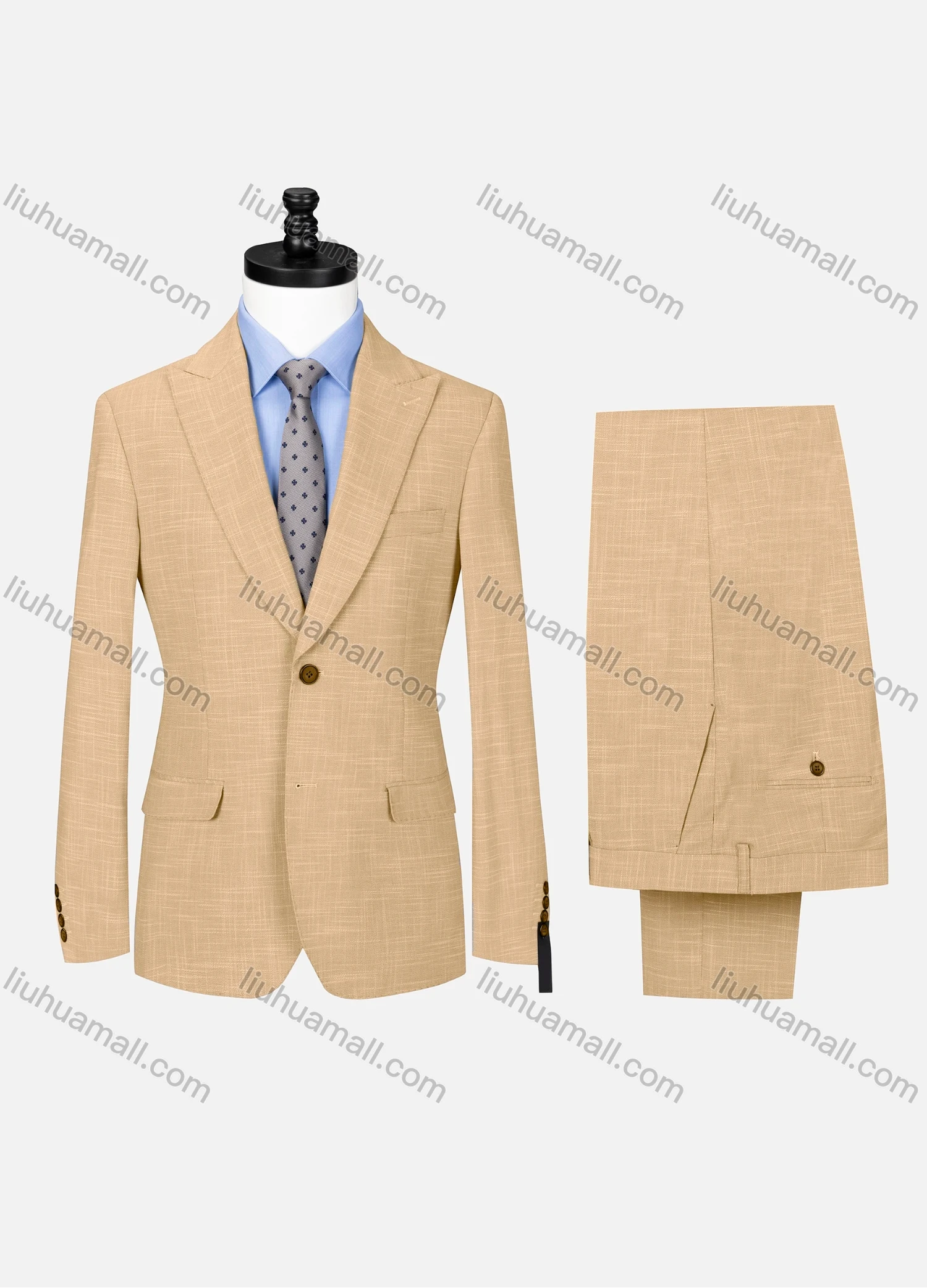 Wholesale Men's Formal Lapel Single Breasted Plain Flap Pockets Blazer Jacket & Pants 2 Piece Set 32257# - Liuhuamall