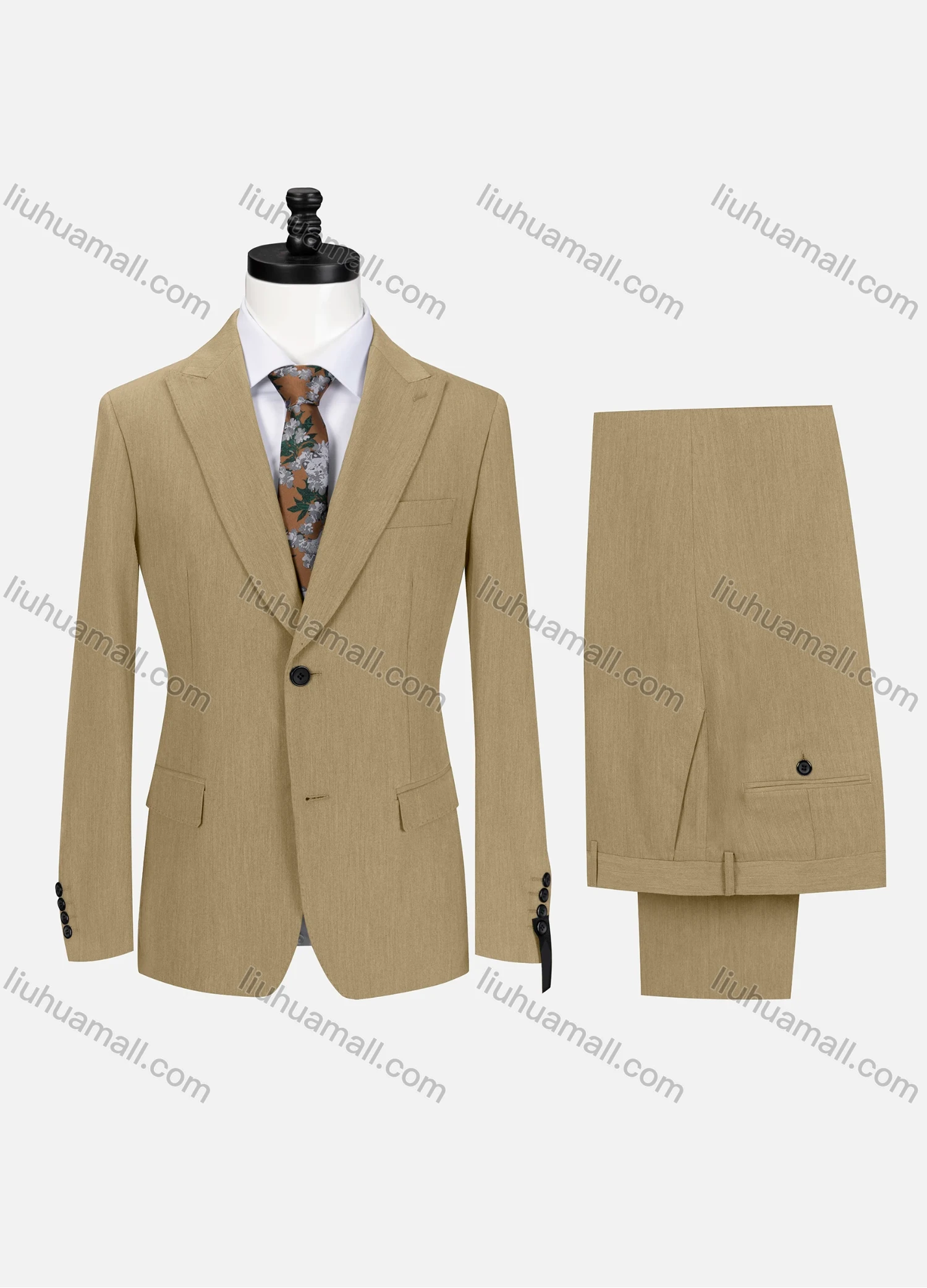 Wholesale Men's Business Plain Lapel Single Breasted Flap Pockets Blazer Jacket & Pants 2 Piece Set 60434# - Liuhuamall