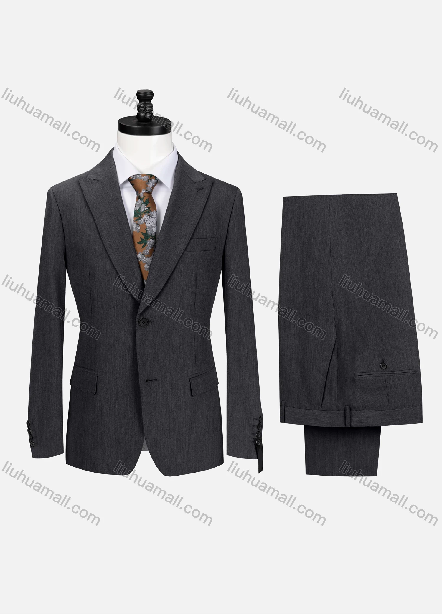 Wholesale Men's Business Plain Lapel Single Breasted Flap Pockets Blazer Jacket & Pants 2 Piece Set 60434# - Liuhuamall
