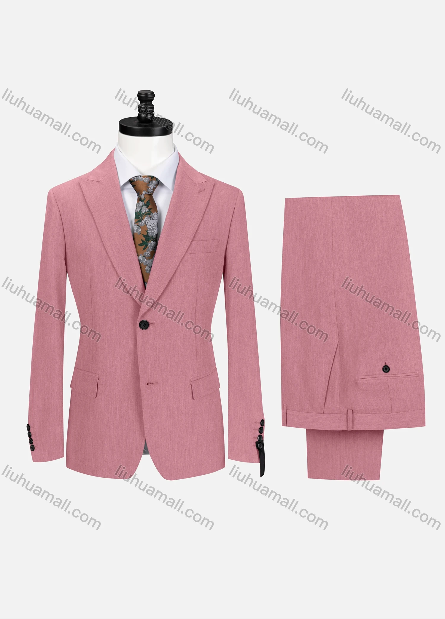 Wholesale Men's Business Plain Lapel Single Breasted Flap Pockets Blazer Jacket & Pants 2 Piece Set 60434# - Liuhuamall
