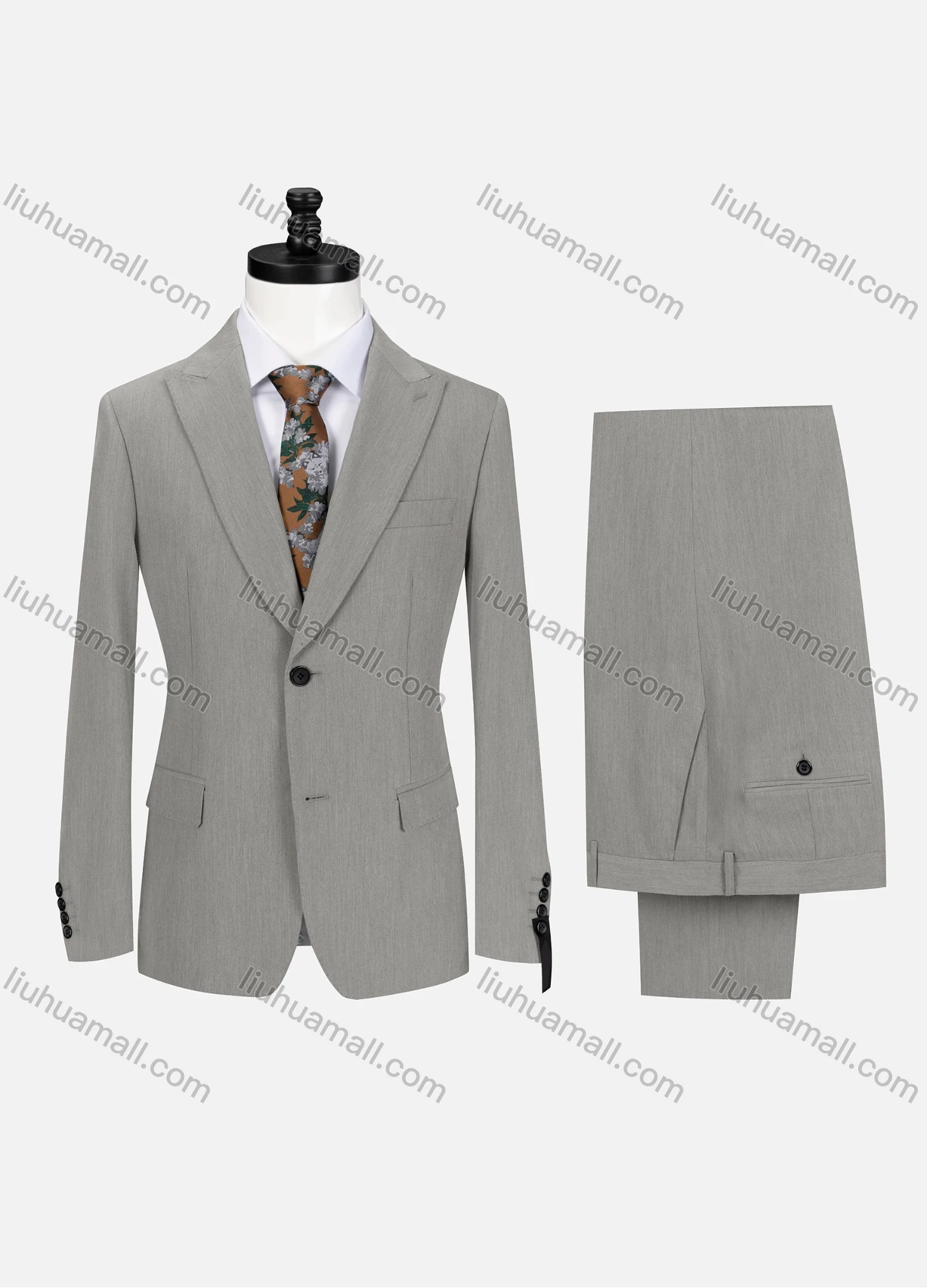 Wholesale Men's Business Plain Lapel Single Breasted Flap Pockets Blazer Jacket & Pants 2 Piece Set 60434# - Liuhuamall