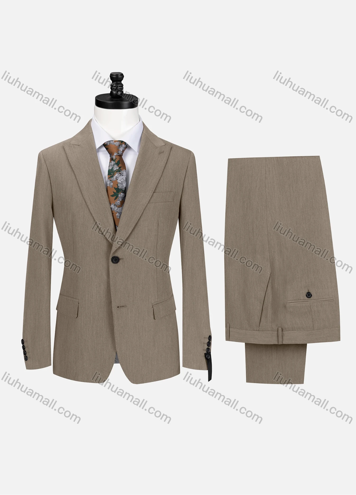Wholesale Men's Business Plain Lapel Single Breasted Flap Pockets Blazer Jacket & Pants 2 Piece Set 60434# - Liuhuamall