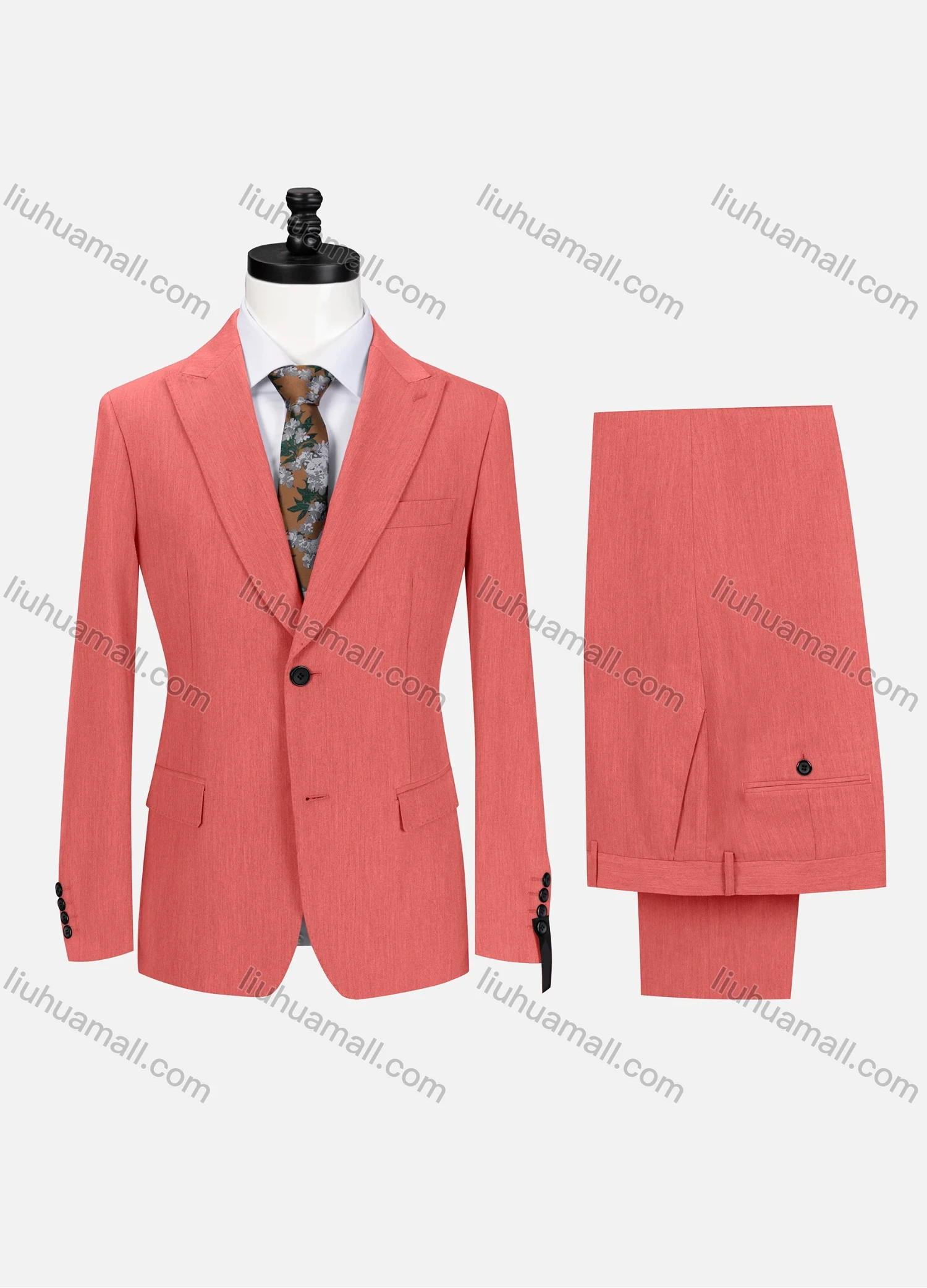 Wholesale Men's Business Plain Lapel Single Breasted Flap Pockets Blazer Jacket & Pants 2 Piece Set 60434# - Liuhuamall