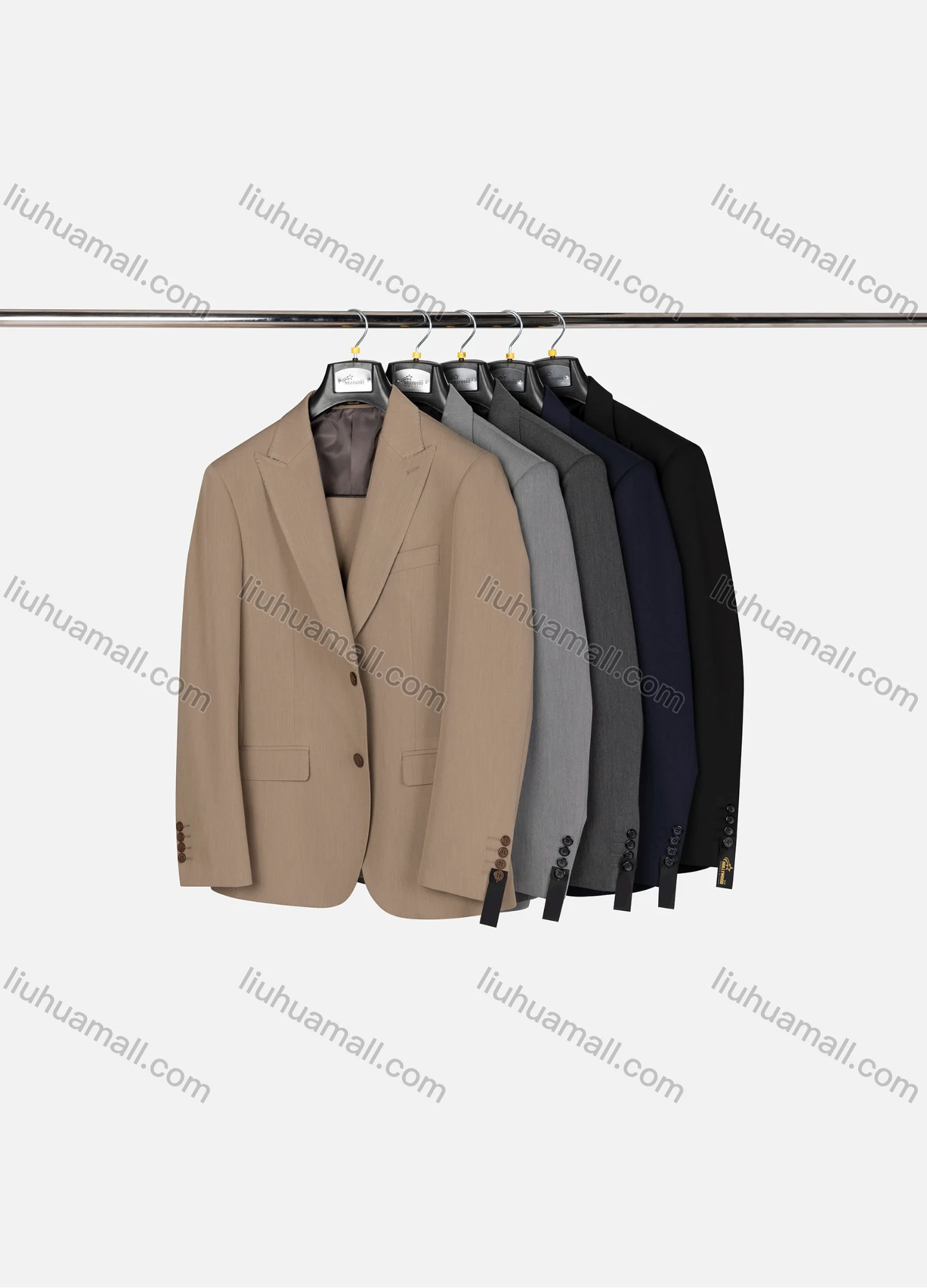 Wholesale Men's Business Plain Lapel Single Breasted Flap Pockets Blazer Jacket & Pants 2 Piece Set 60434# - Liuhuamall