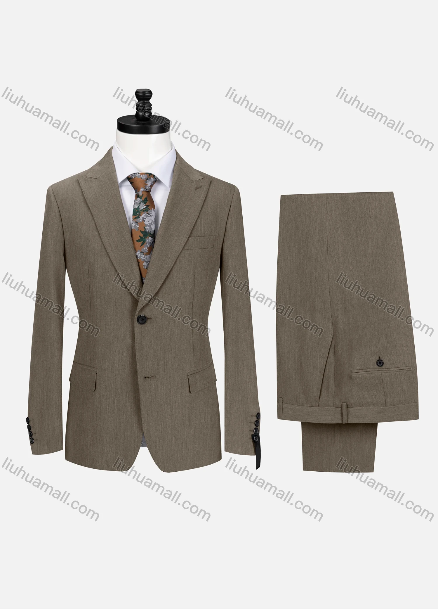 Wholesale Men's Business Plain Lapel Single Breasted Flap Pockets Blazer Jacket & Pants 2 Piece Set 60434# - Liuhuamall
