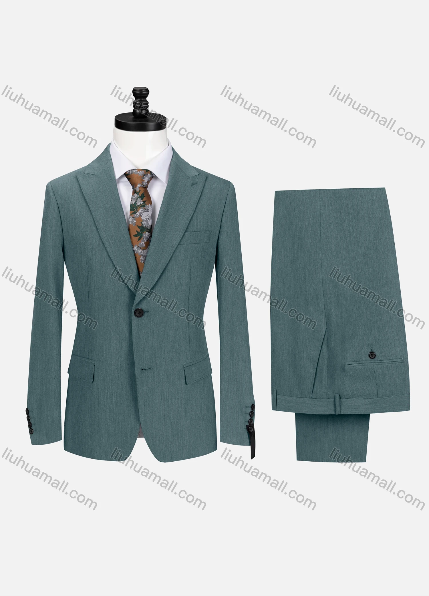 Wholesale Men's Business Plain Lapel Single Breasted Flap Pockets Blazer Jacket & Pants 2 Piece Set 60434# - Liuhuamall