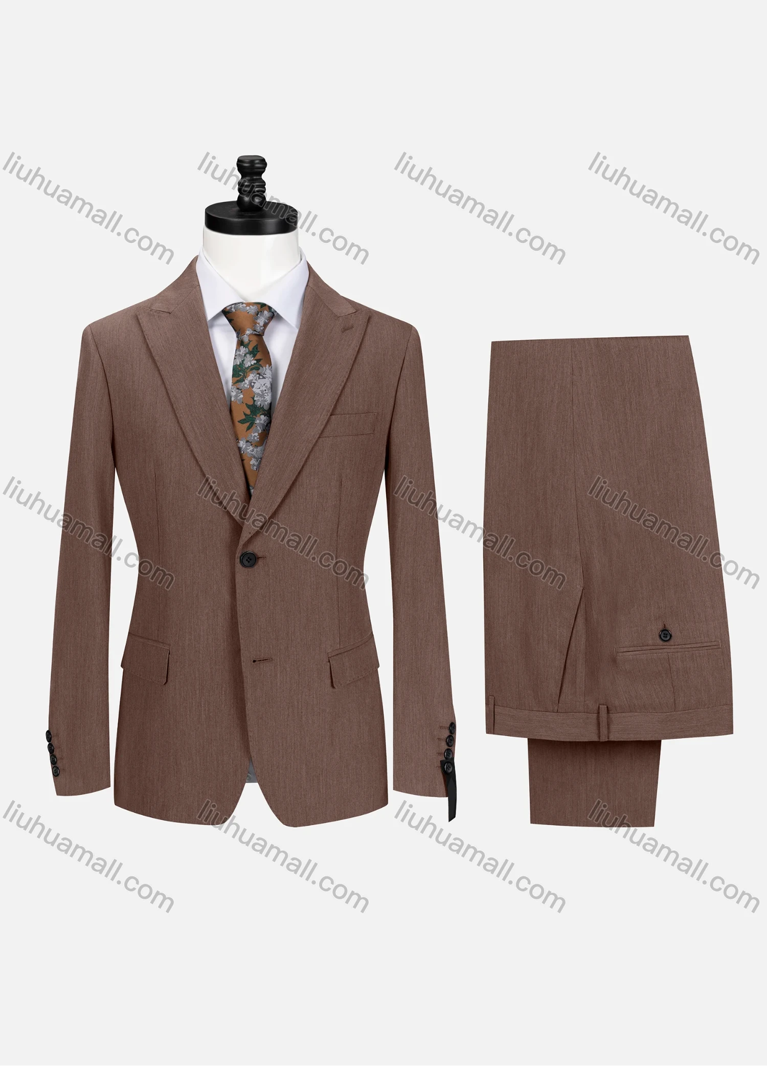 Wholesale Men's Business Plain Lapel Single Breasted Flap Pockets Blazer Jacket & Pants 2 Piece Set 60434# - Liuhuamall