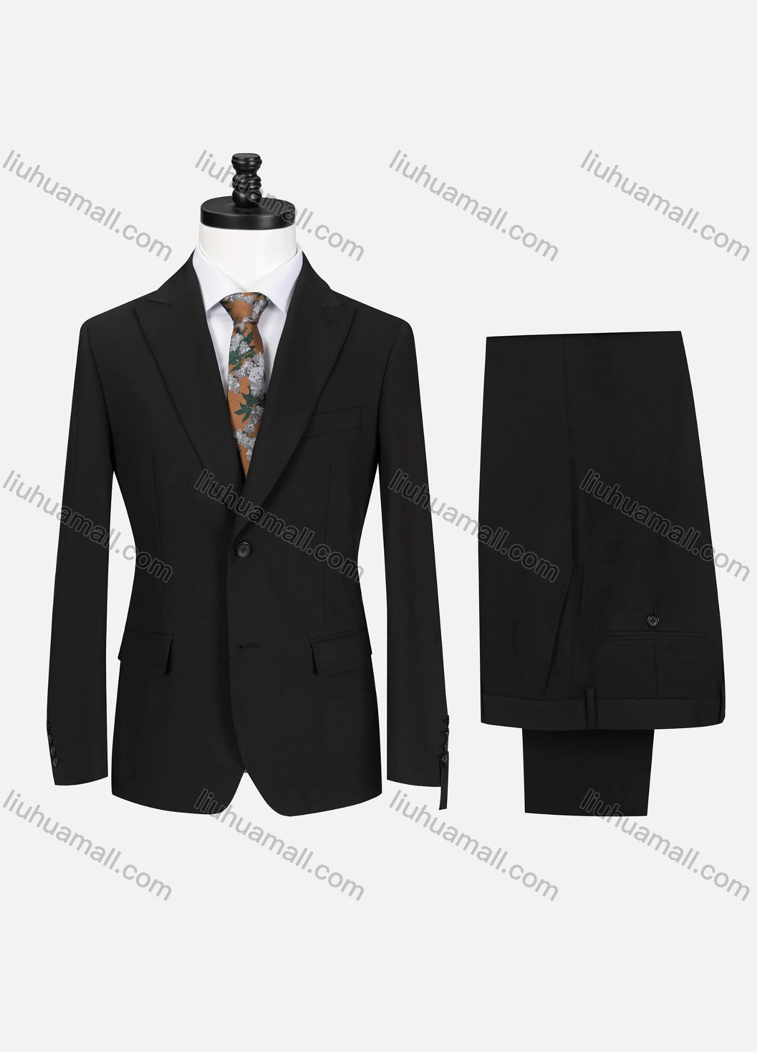 Wholesale Men's Business Plain Lapel Single Breasted Flap Pockets Blazer Jacket & Pants 2 Piece Set 60434# - Liuhuamall