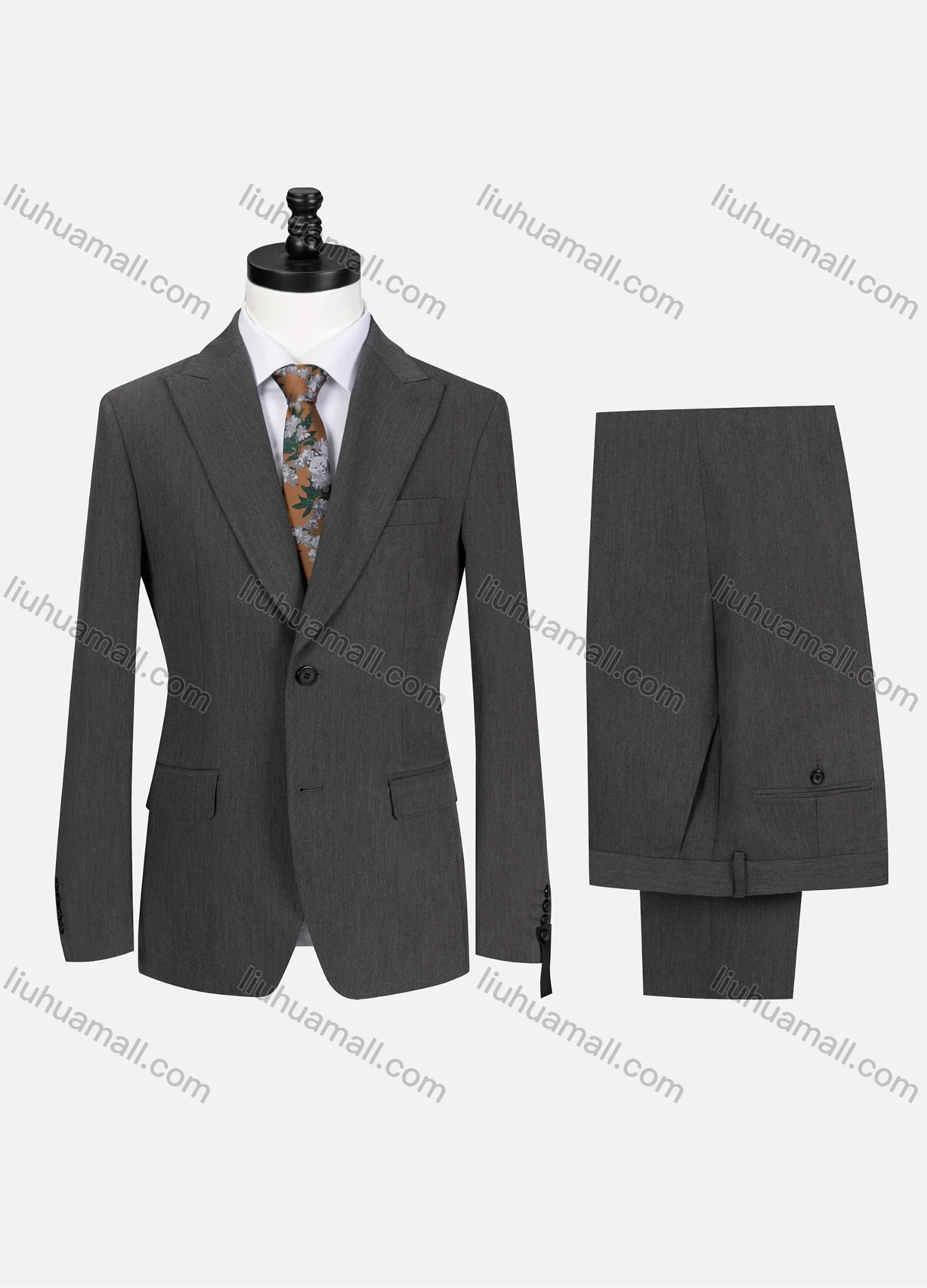 Wholesale Men's Business Plain Lapel Single Breasted Flap Pockets Blazer Jacket & Pants 2 Piece Set 60434# - Liuhuamall
