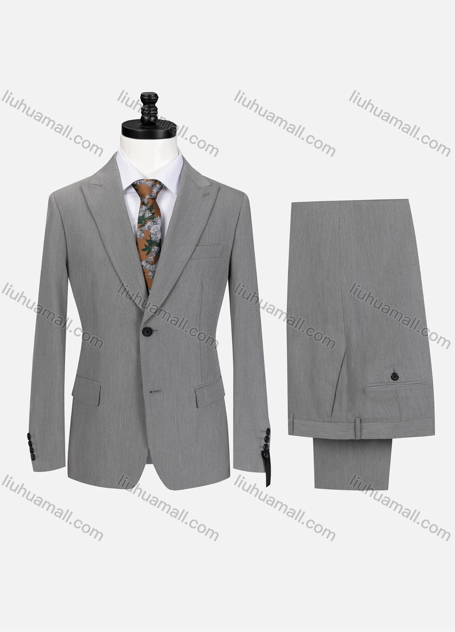 Wholesale Men's Business Plain Lapel Single Breasted Flap Pockets Blazer Jacket & Pants 2 Piece Set 60434# - Liuhuamall