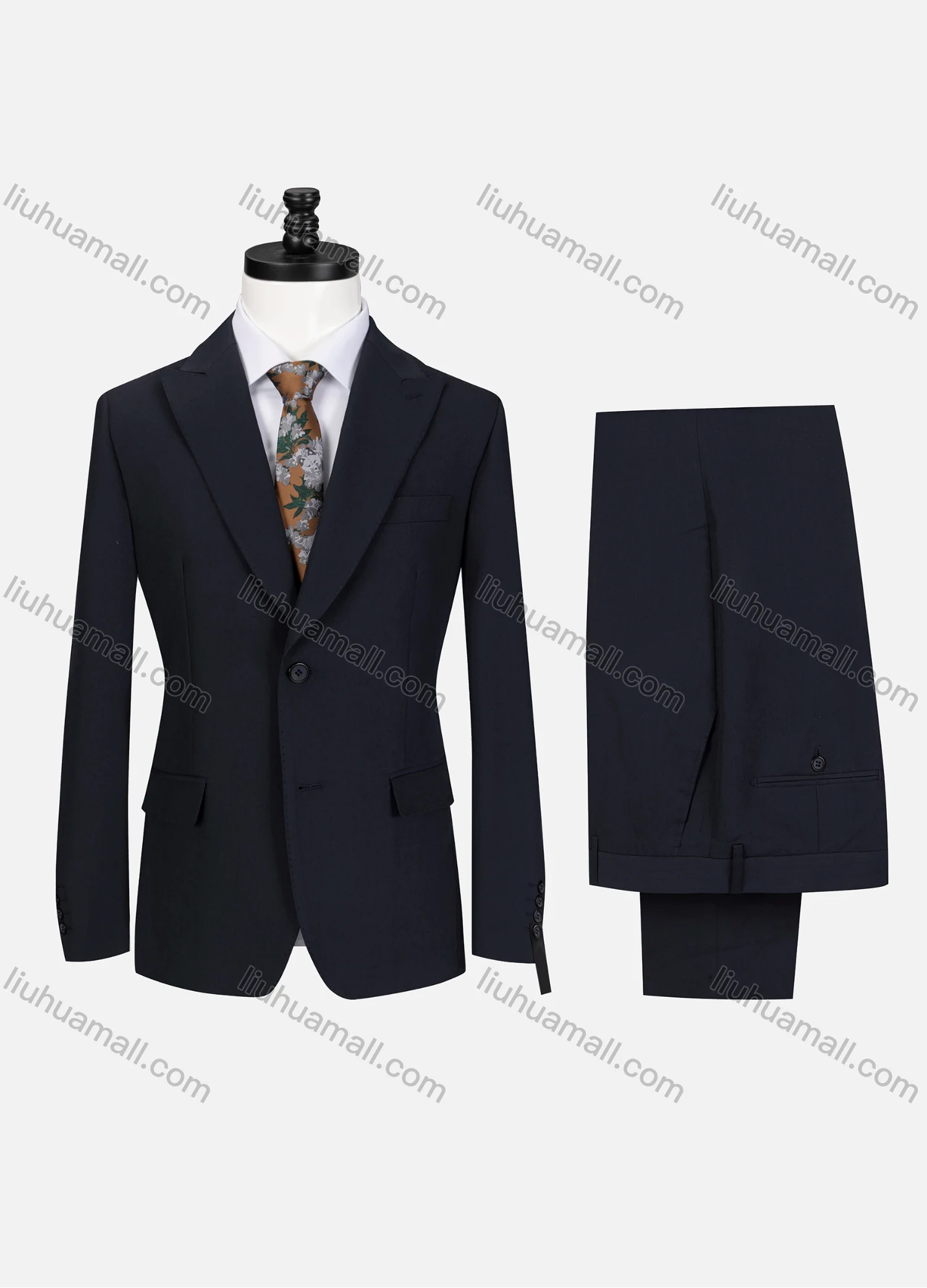Wholesale Men's Business Plain Lapel Single Breasted Flap Pockets Blazer Jacket & Pants 2 Piece Set 60434# - Liuhuamall