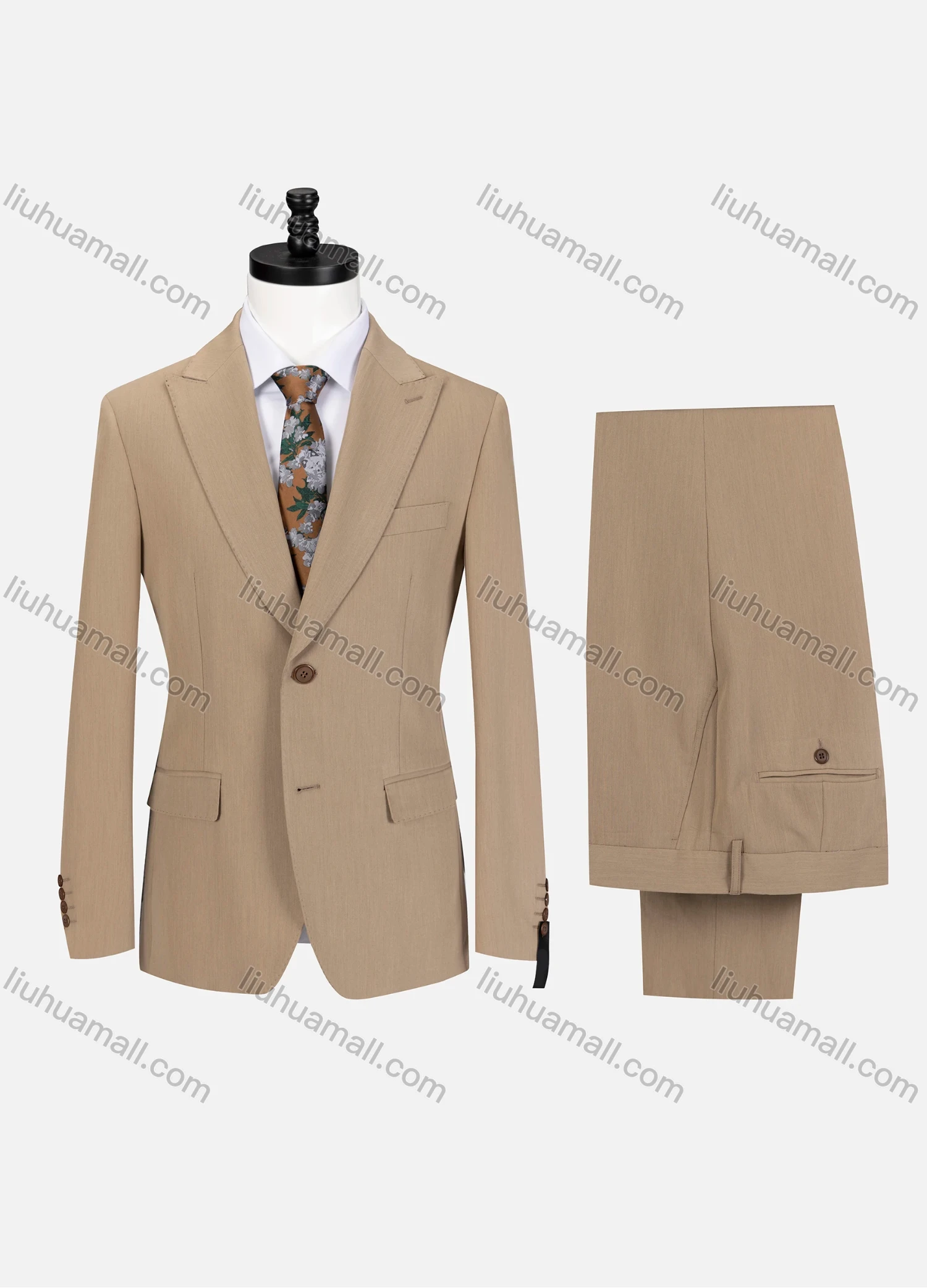 Wholesale Men's Business Plain Lapel Single Breasted Flap Pockets Blazer Jacket & Pants 2 Piece Set 60434# - Liuhuamall