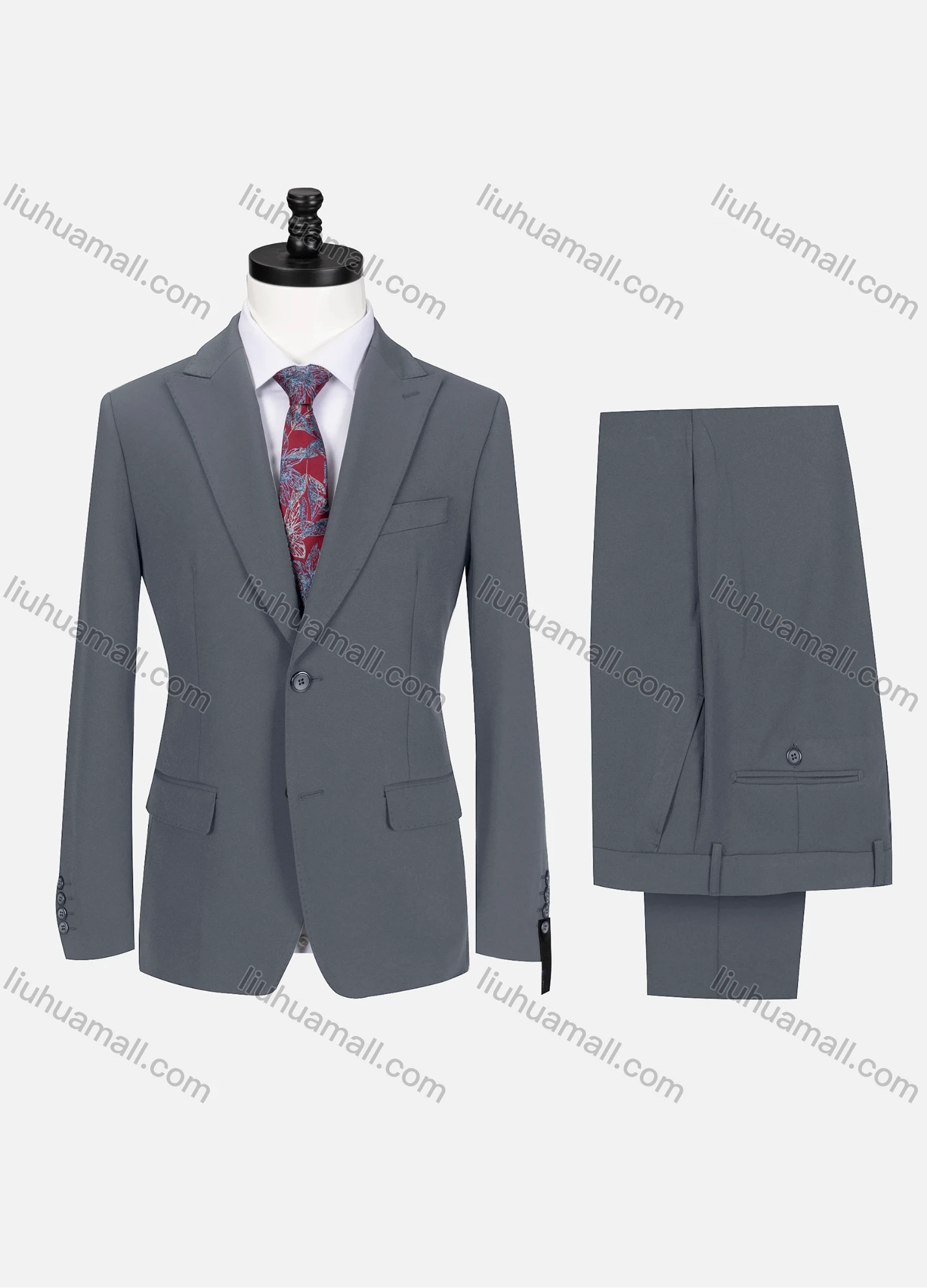 Wholesale Men's Business Lapel Single Breasted Plain Flap Pockets Blazer Jacket & Pants 2 Piece Set 76997# - Liuhuamall